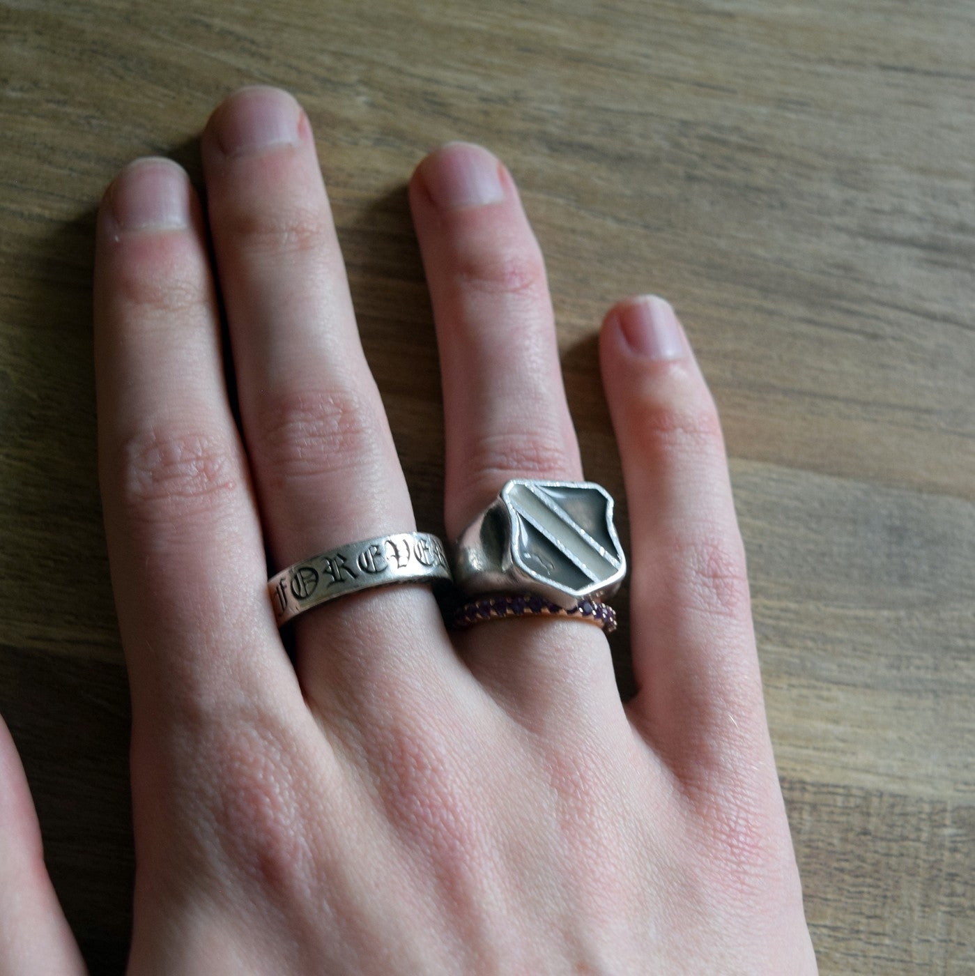 Number (N)ine SS01 'Time Migration' Silver Shield Ring
