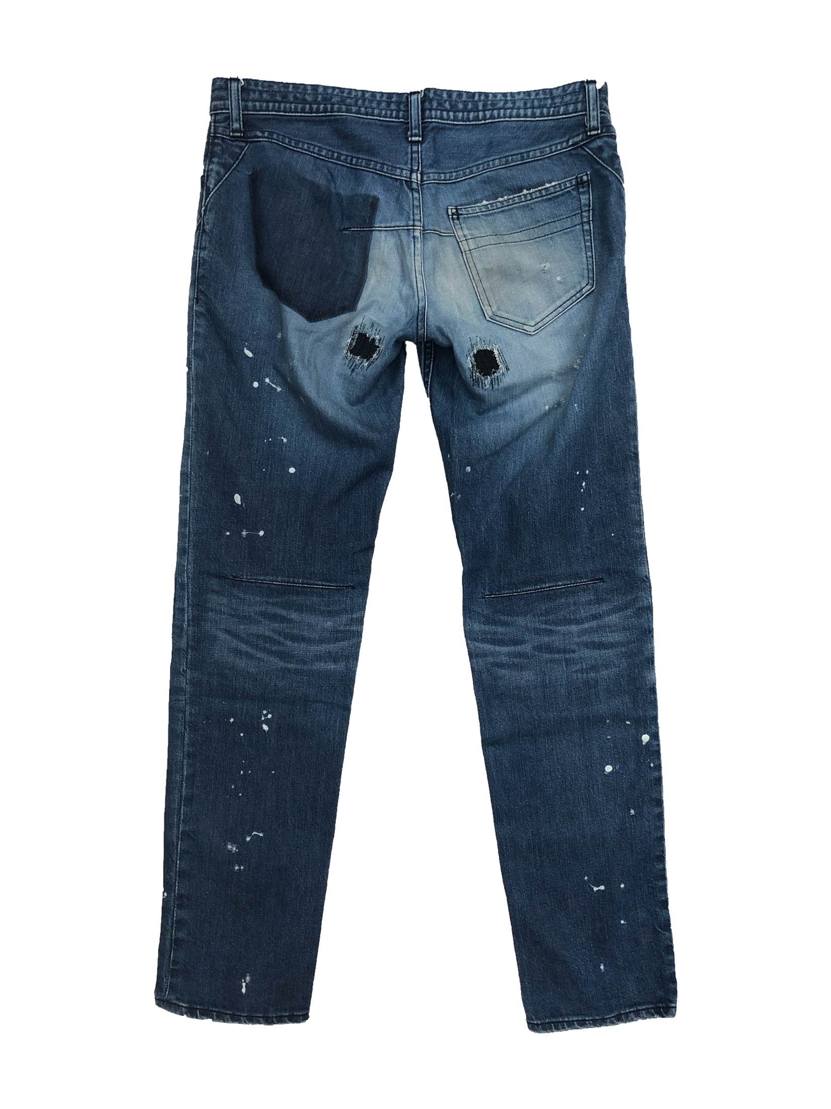 Number (N)ine AW01 'Standard' Sashiko Patchwork Paint Splattered Denim