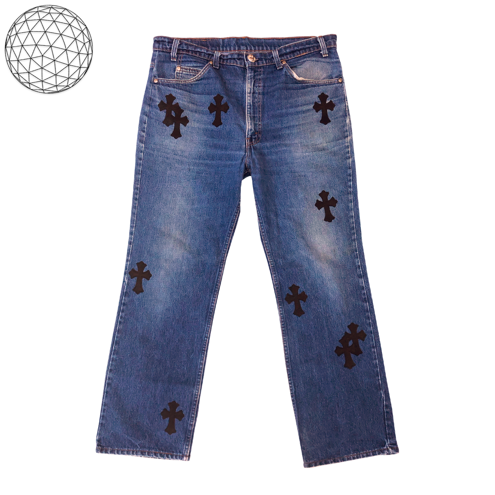 Chrome Hearts Cross Patch Denim Orange Tab 517s