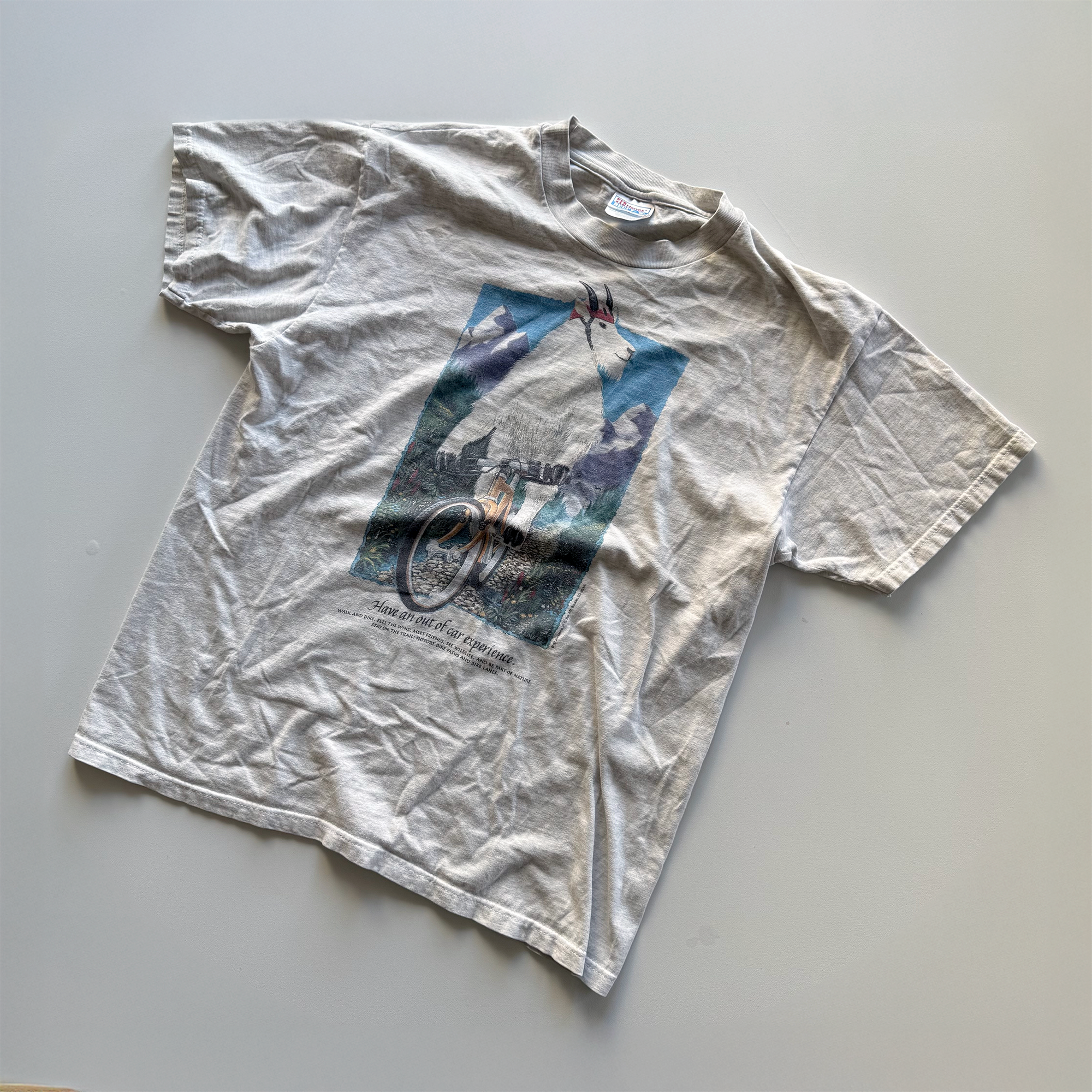 Vintage 1992 Colorado Billy Goat Mountain Biking Nature Tee