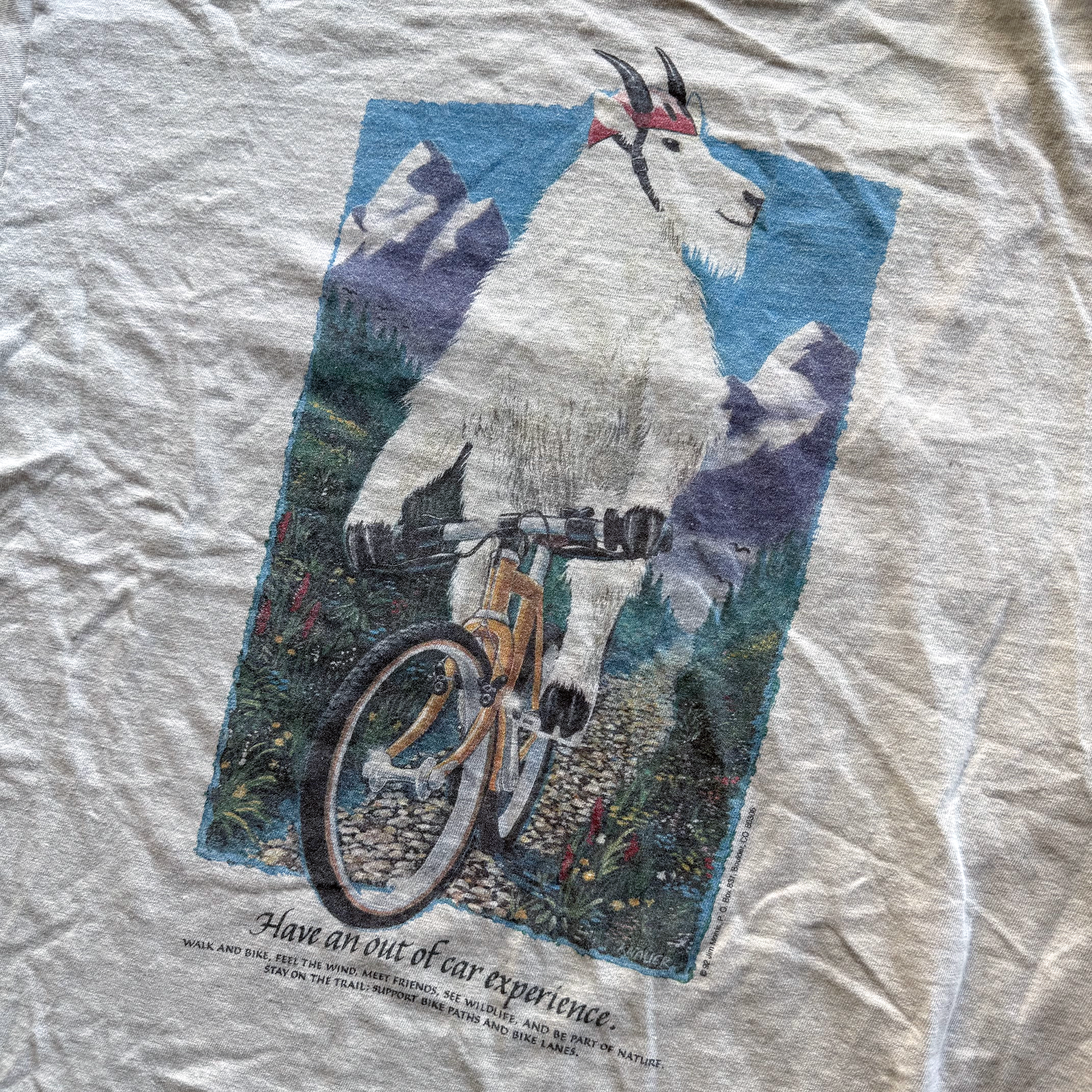 Vintage 1992 Colorado Billy Goat Mountain Biking Nature Tee