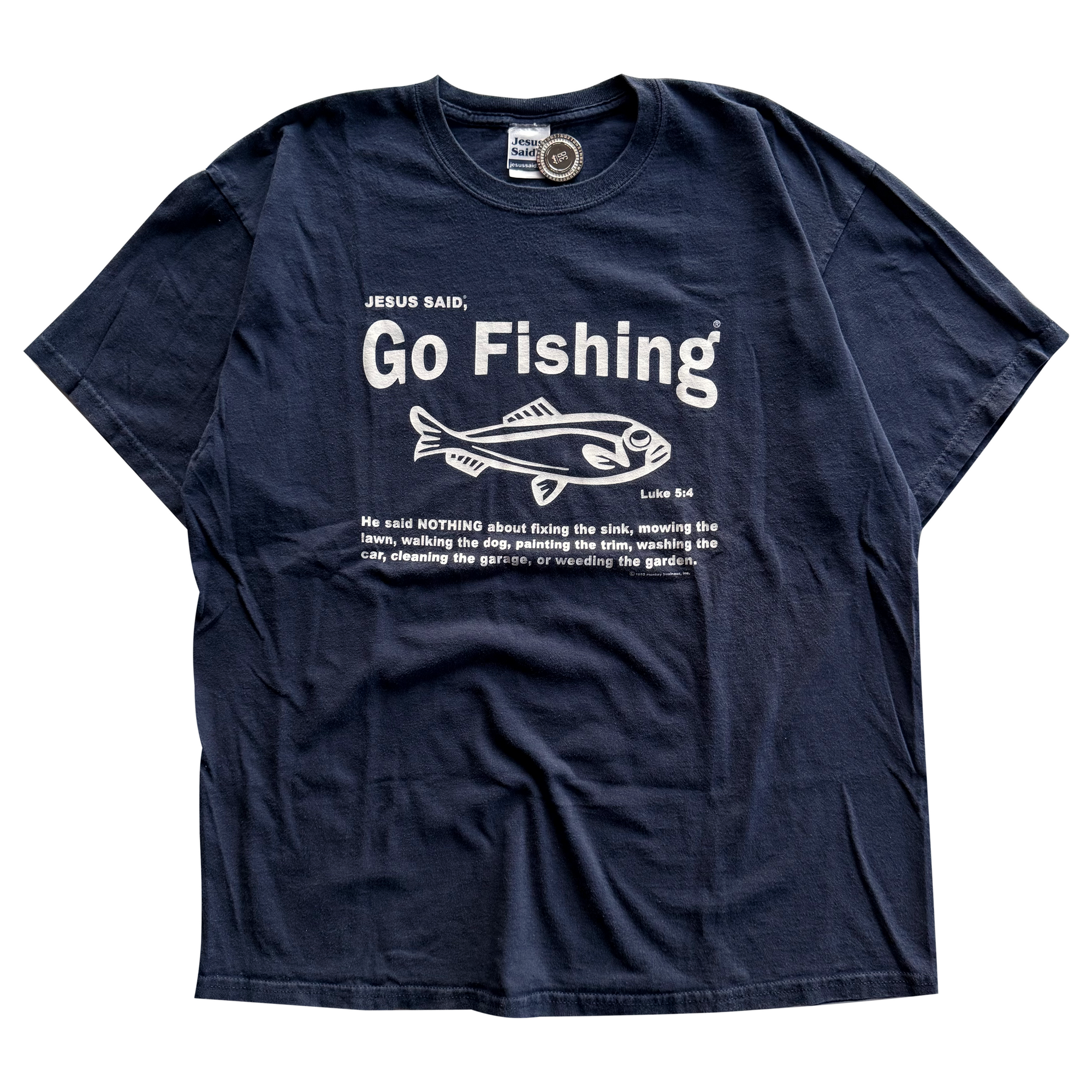 Vintage 1995 Jesus Said Go Fishing Dadcore Tee