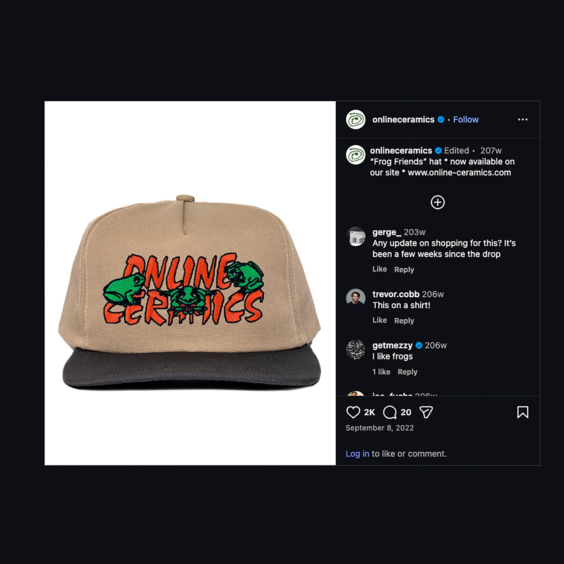 Online Ceramics FW22 Frog Friends Hat