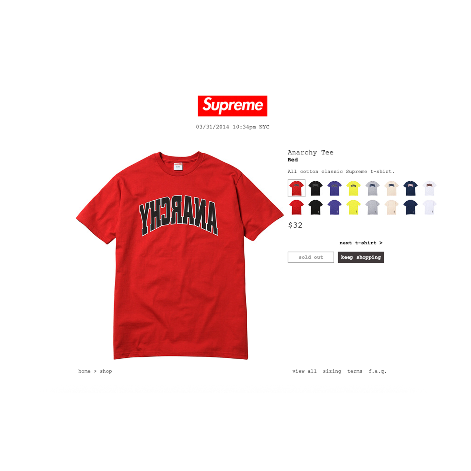 Supreme SS14 Anarchy Tee