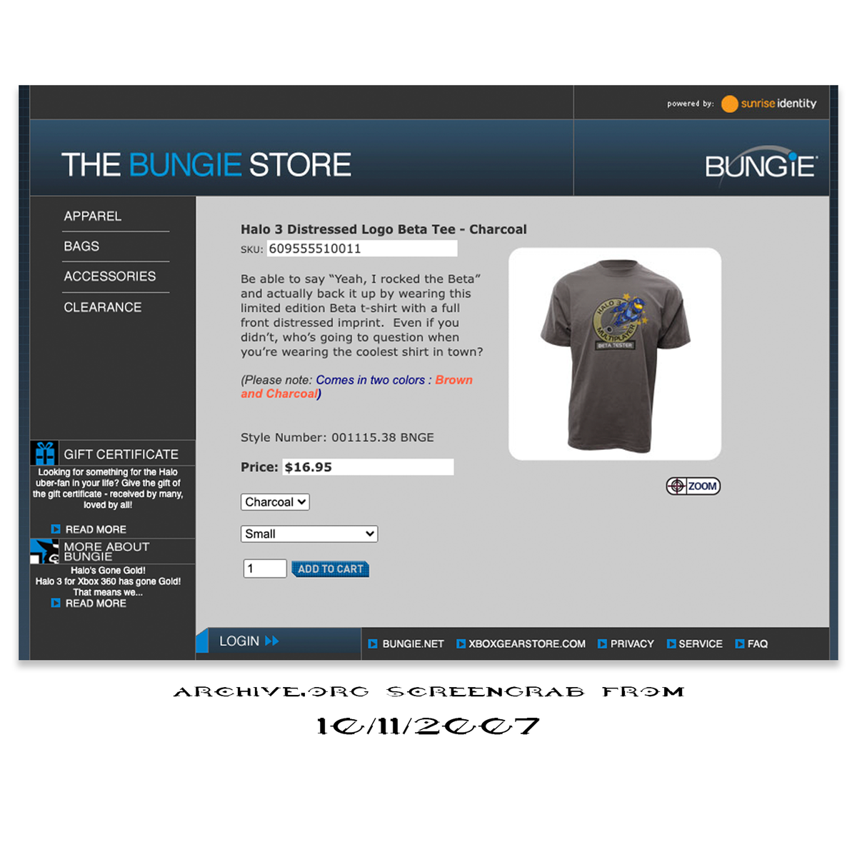 Vintage 2007 Halo 3 Beta Tester Tee