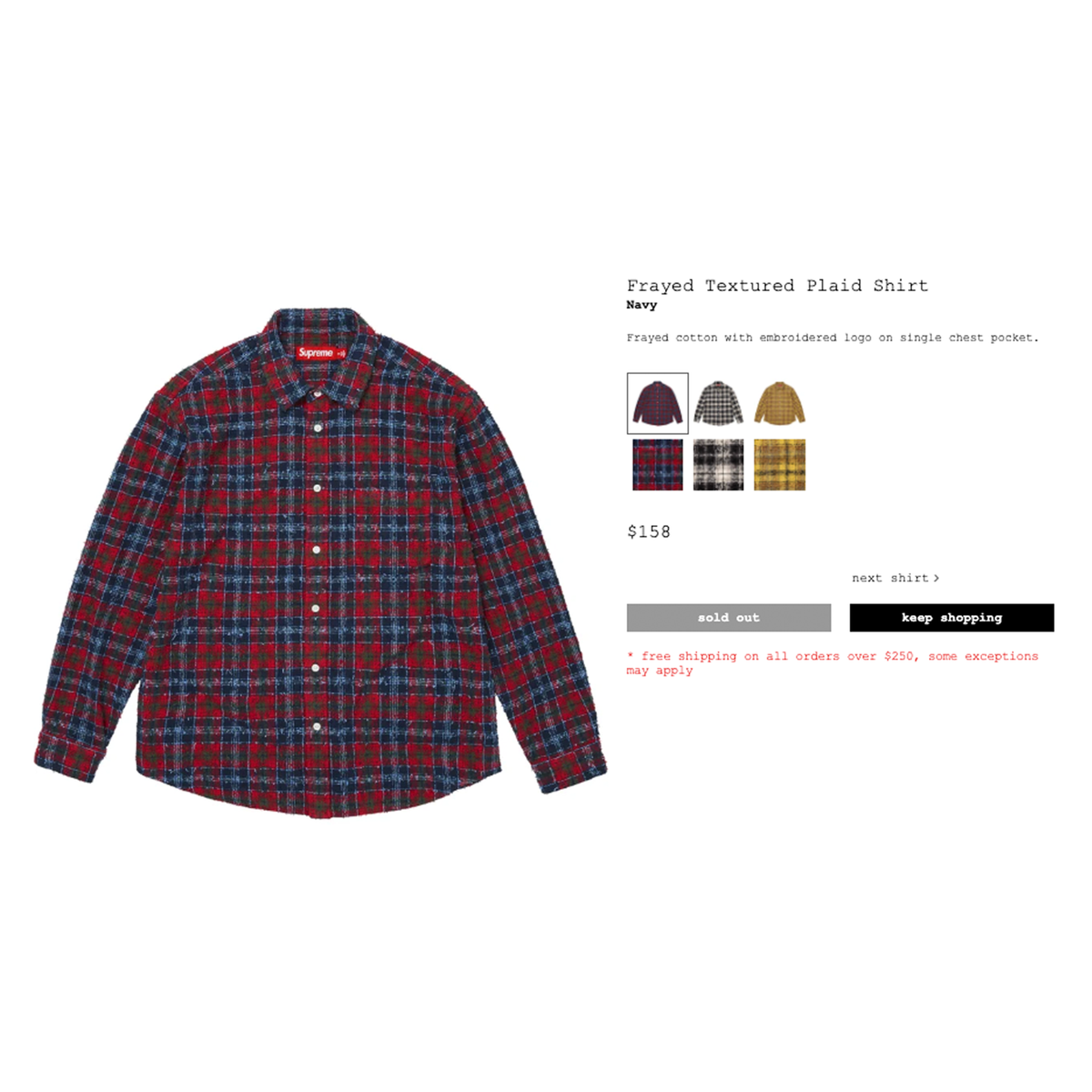 Supreme FW26 Frayed Textured Plaid Shirt