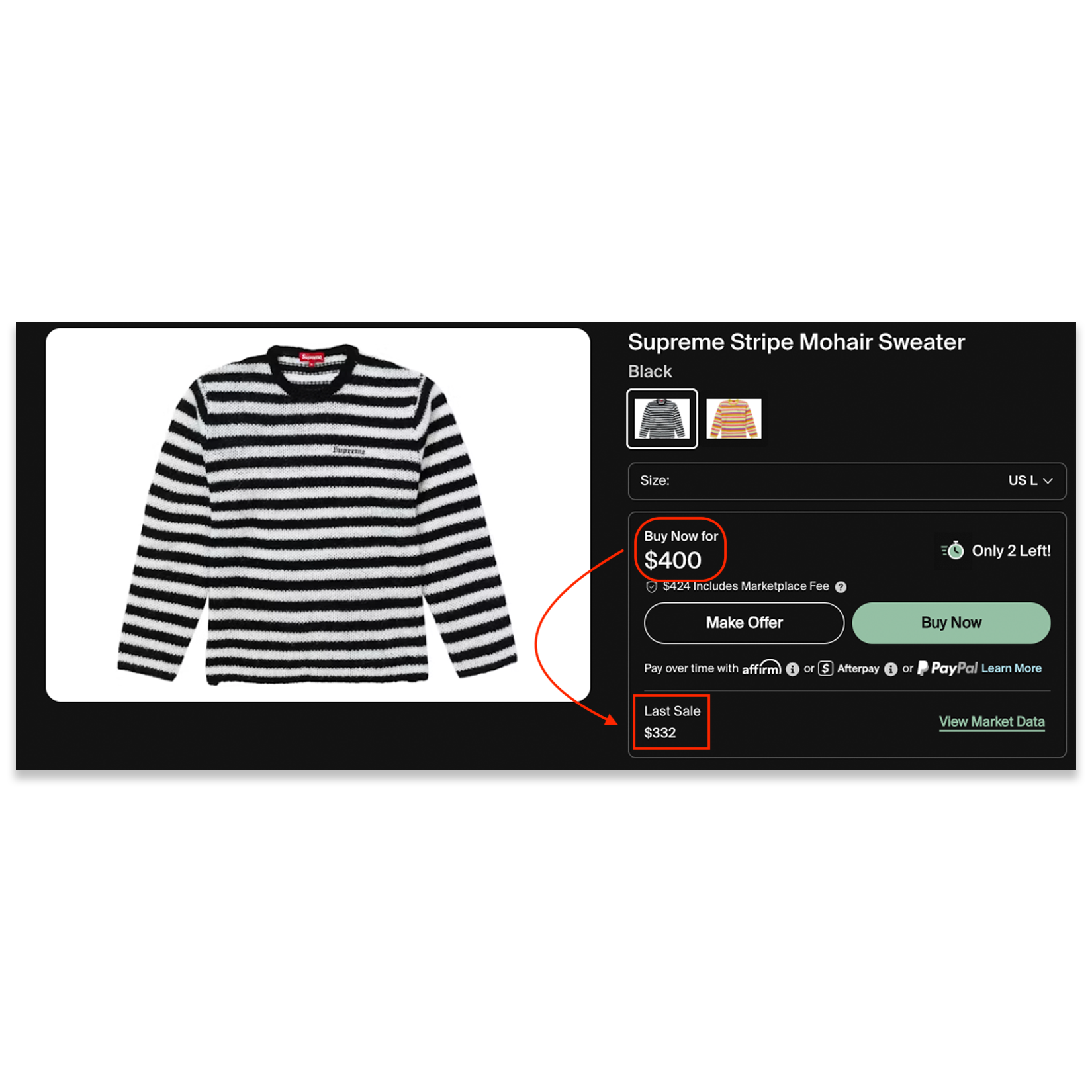 Supreme FW19 Stripe Mohair Sweater