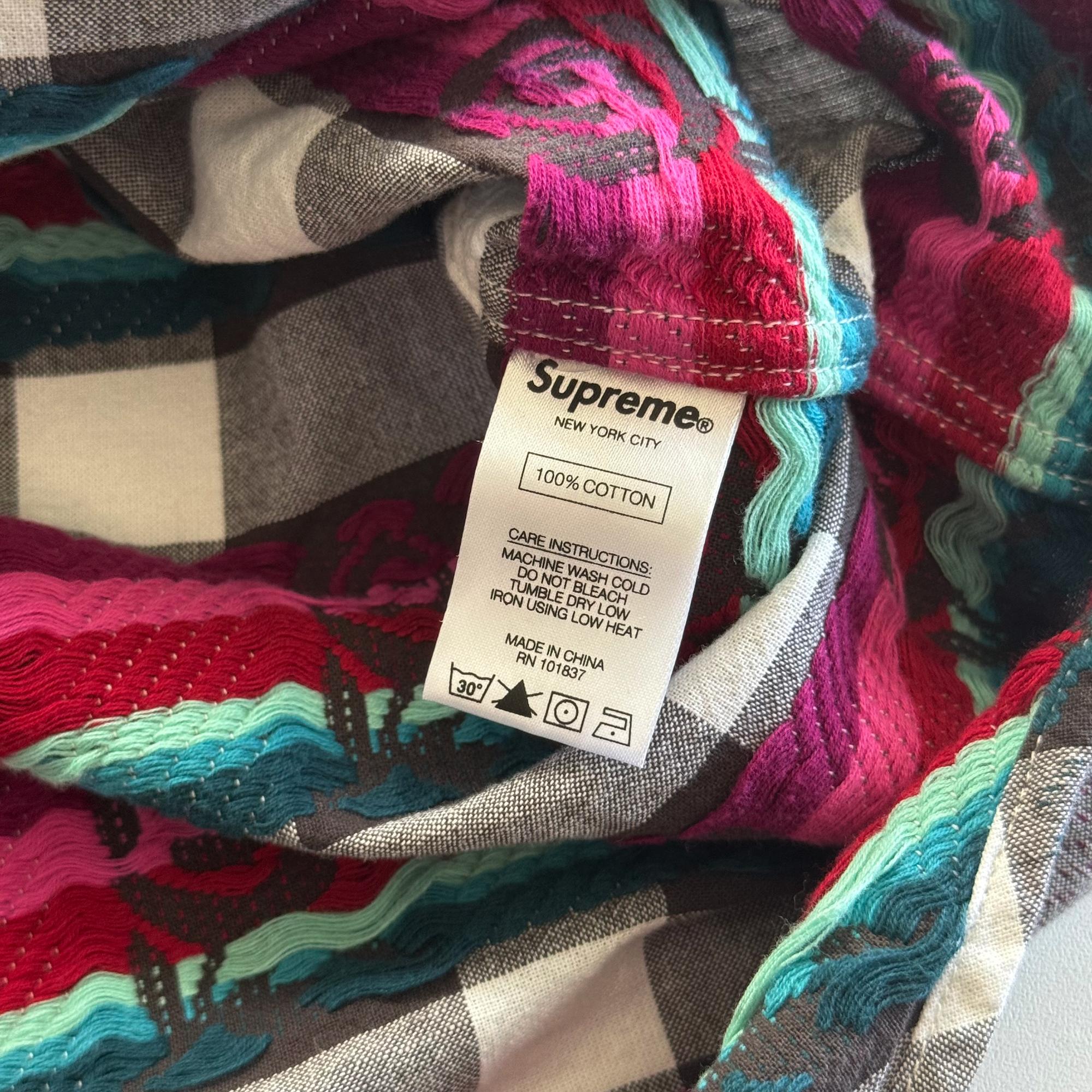 Supreme SS19 Rose Buffalo Plaid Flannel Shirt