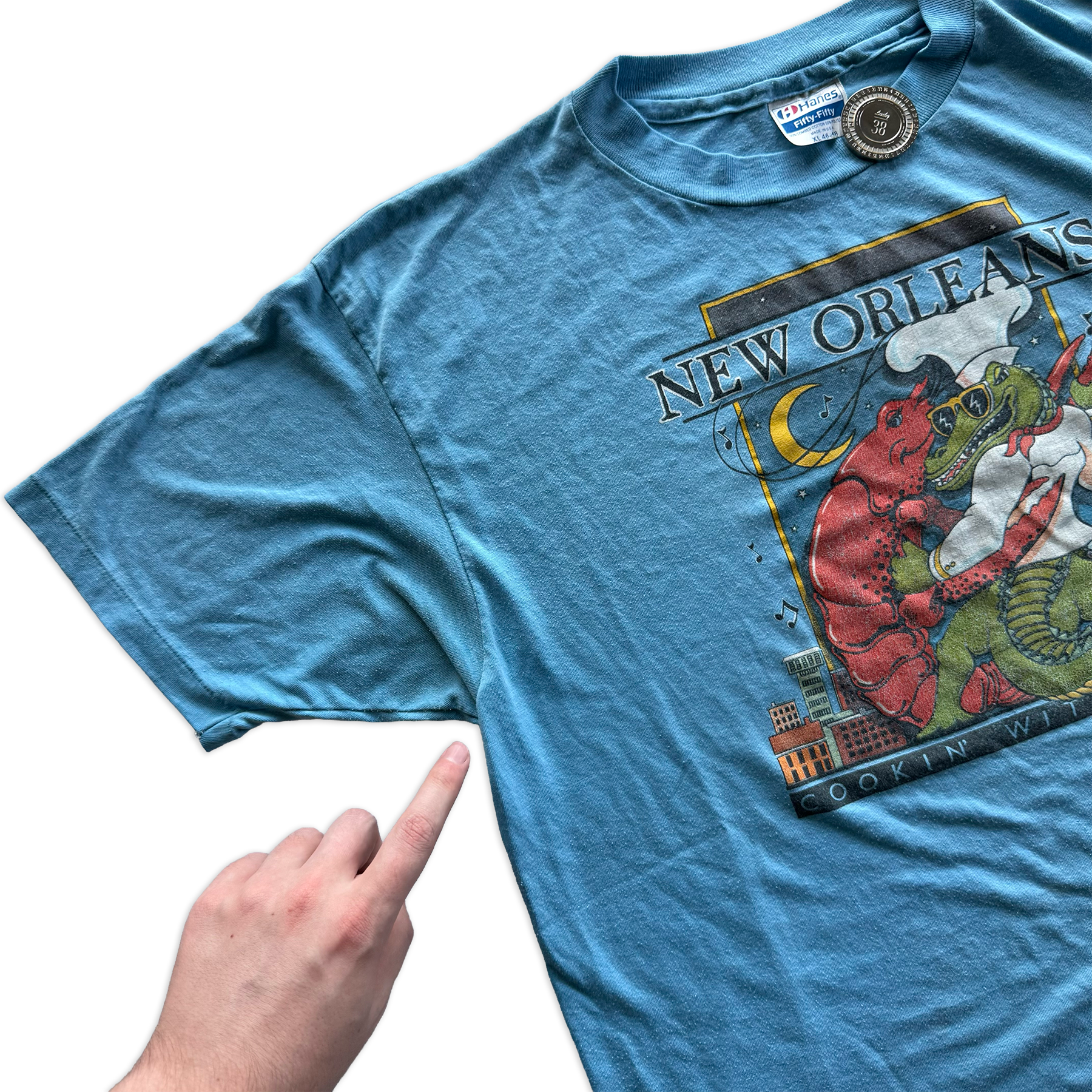 Vintage 1985 New Orleans Cooking with Jazz Souvenir Tee