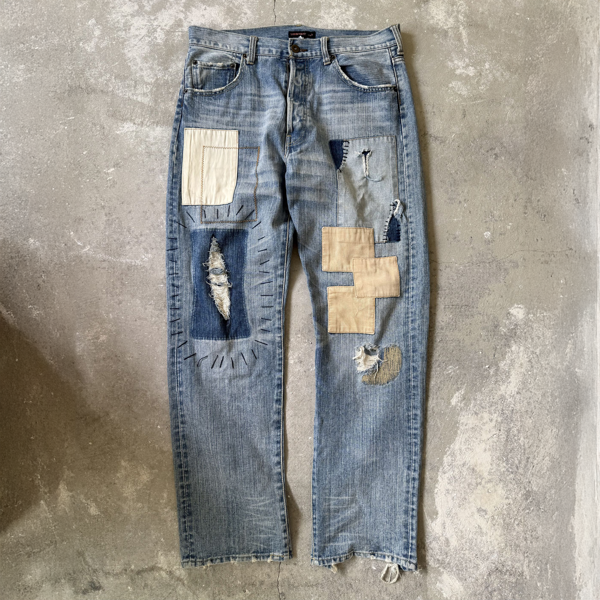 Vintage Exhibitionist Japan Distressed Patchwork Denim