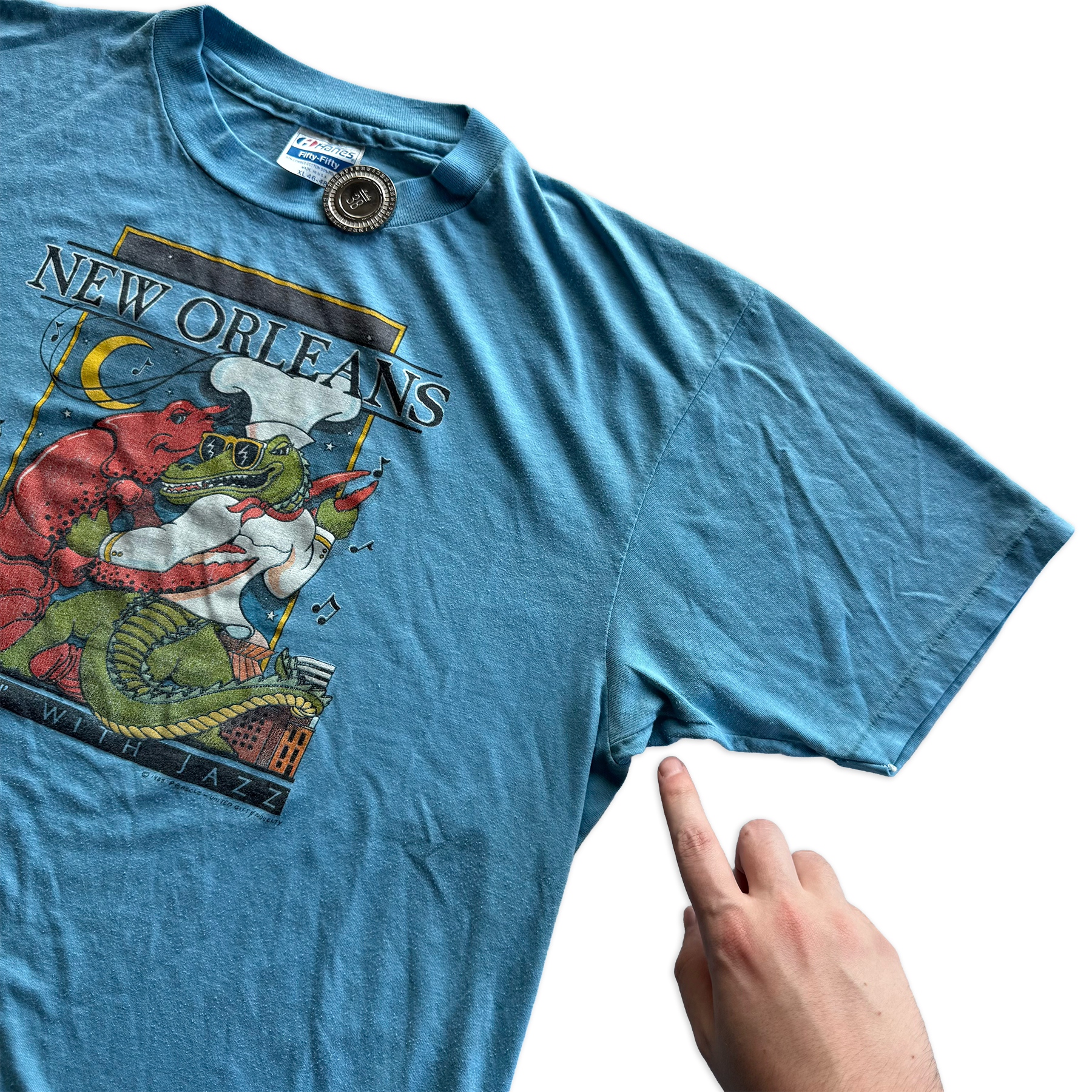 Vintage 1985 New Orleans Cooking with Jazz Souvenir Tee