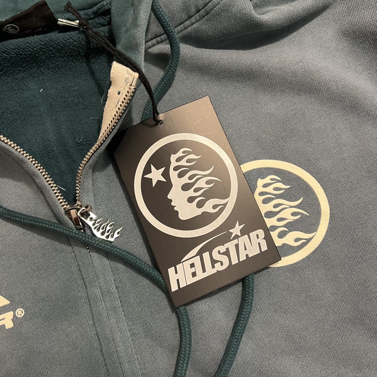 Hellstar SS24 Logo Zip Up Sweatshirt (Blue, Brown, Grey)