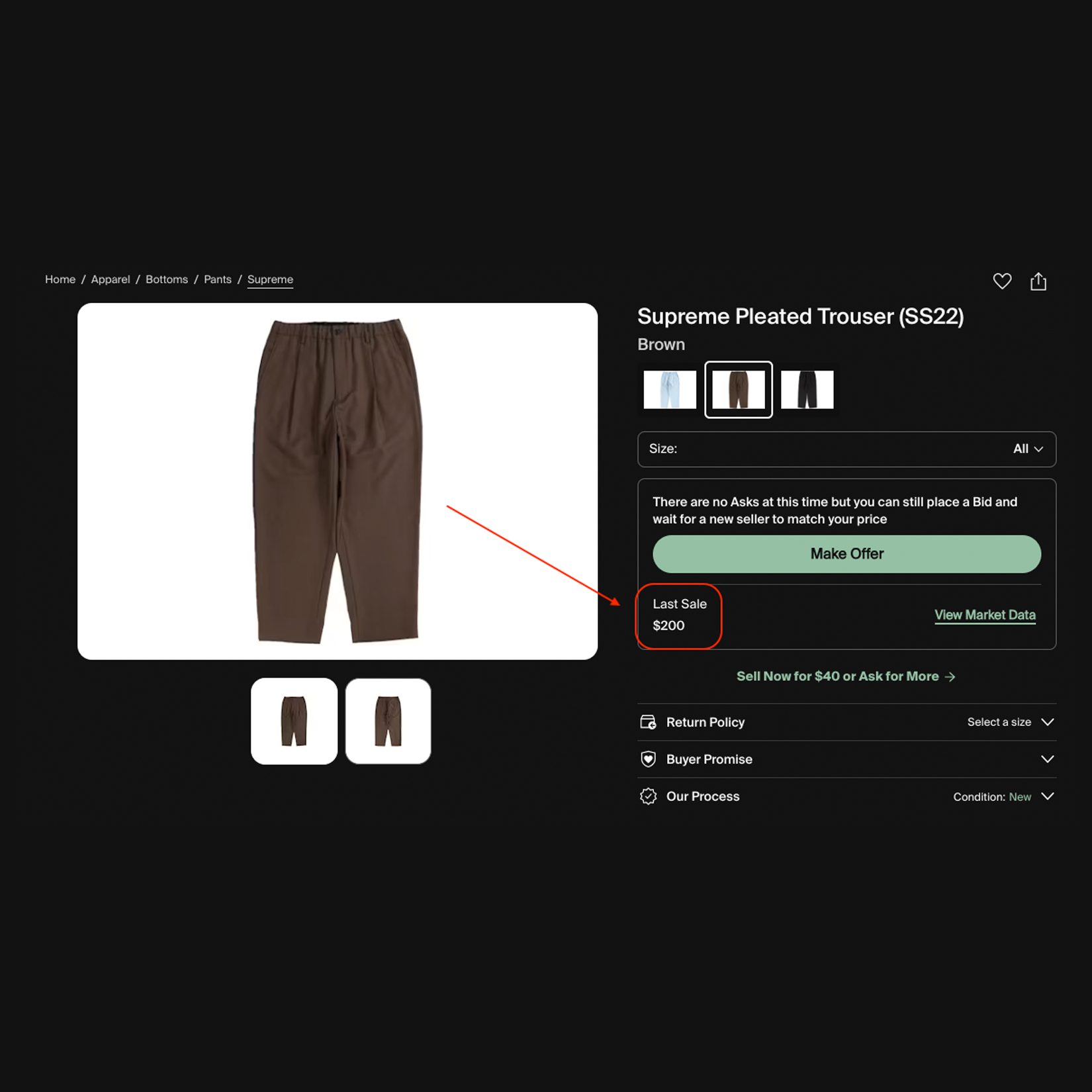 Supreme SS22 Pleated Trousers