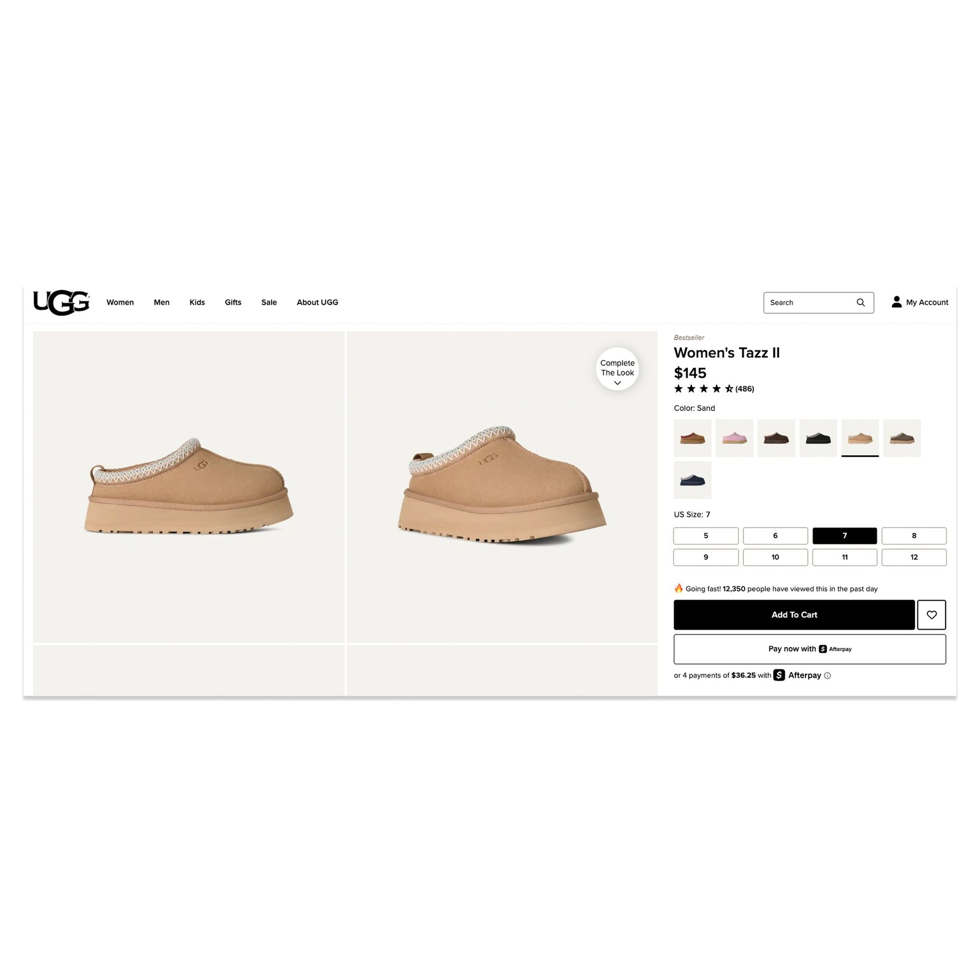 UGG Wmns Tazz Slipper 'Sand' (Size 7 or 8)