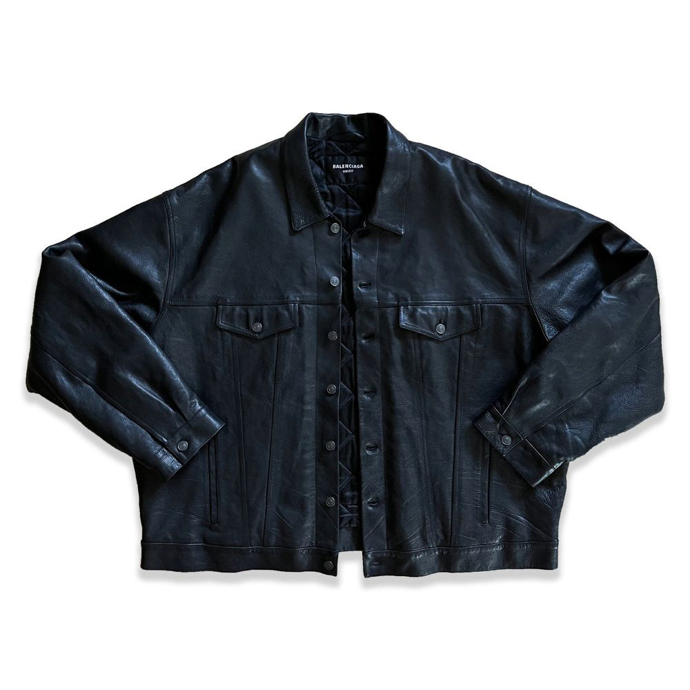 Balenciaga SS22 Oversized Buffalo Leather Trucker Jacket ($5,690)