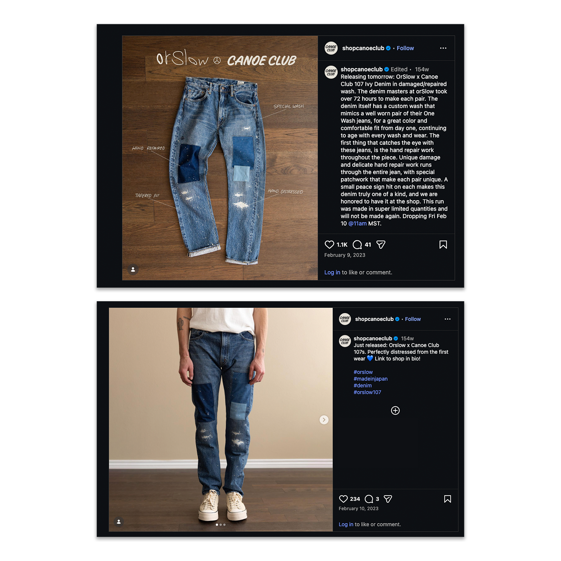 OrSlow x Canoe Club 2023 Selvedge Denim 107 Ivy Fit Jeans