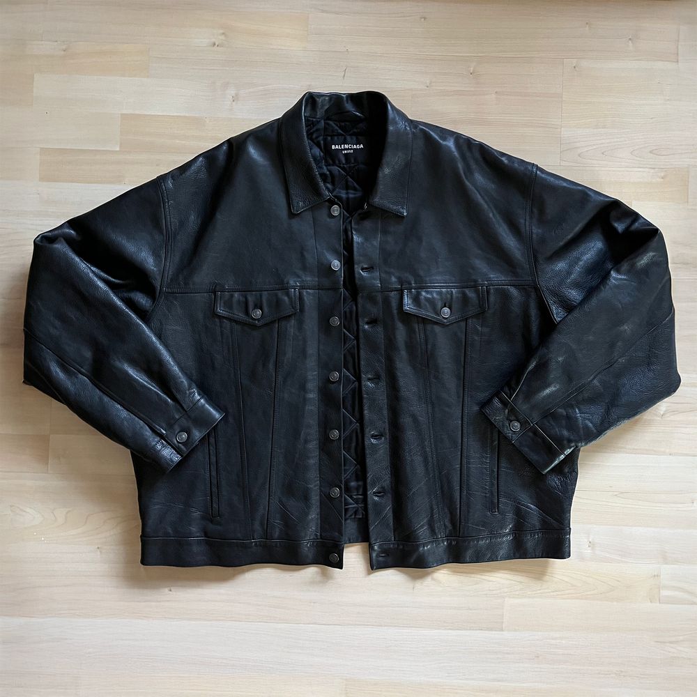 Balenciaga SS22 Oversized Buffalo Leather Trucker Jacket ($5,690)