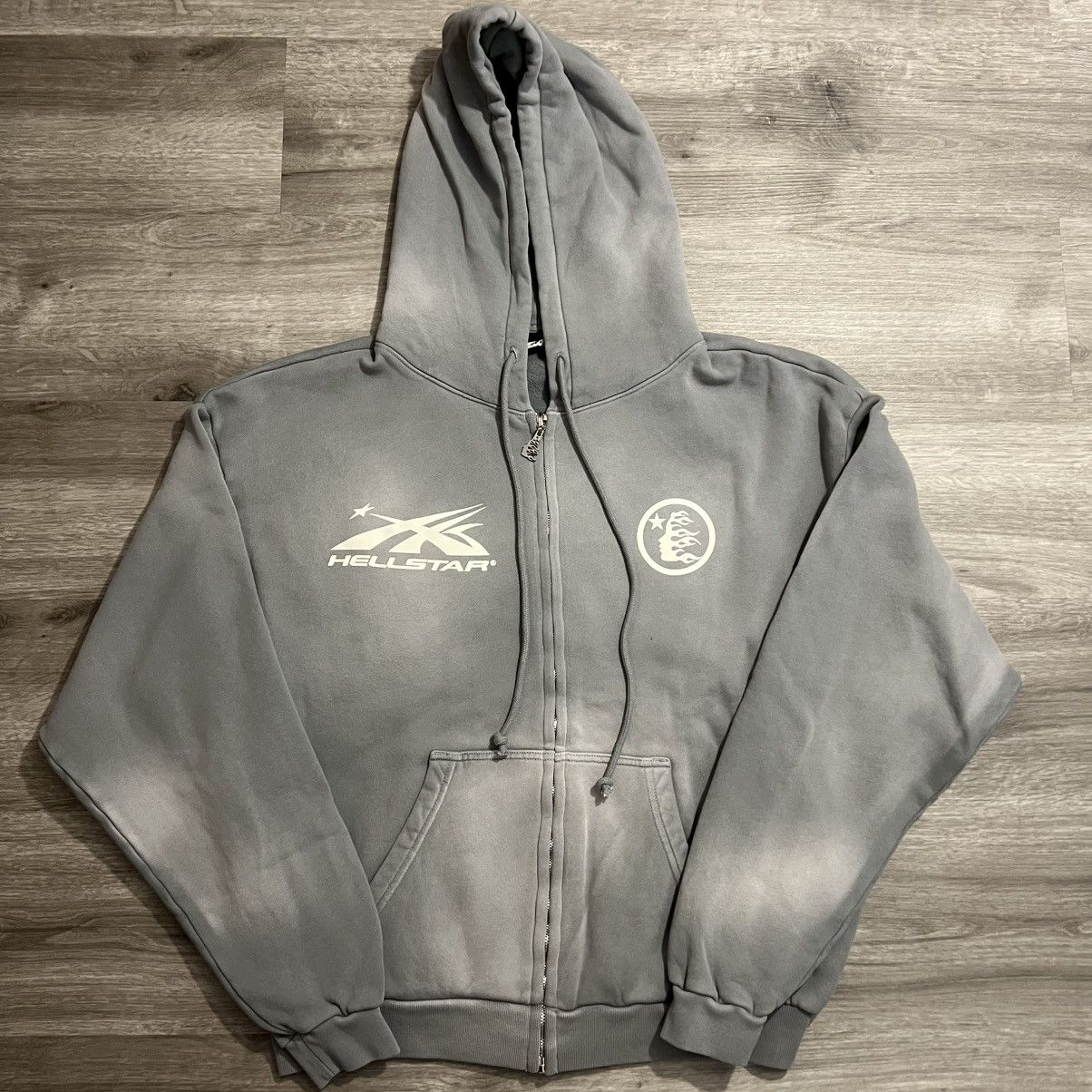 Hellstar SS24 Logo Zip Up Sweatshirt (Blue, Brown, Grey)