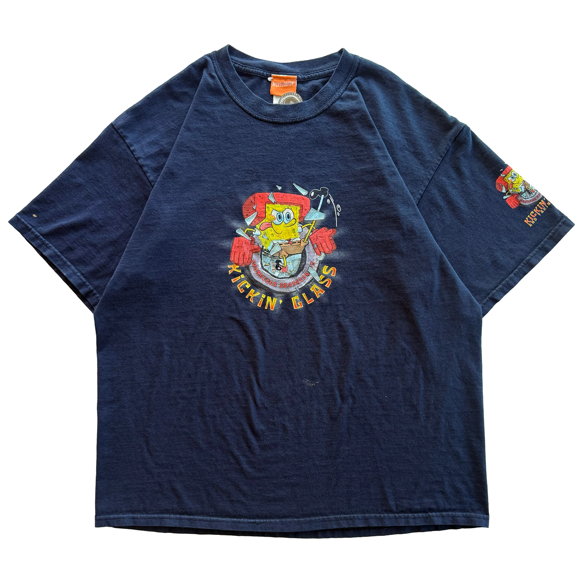 Vintage 2003 SpongeBob SquarePants Kickin Glass Karate Tee