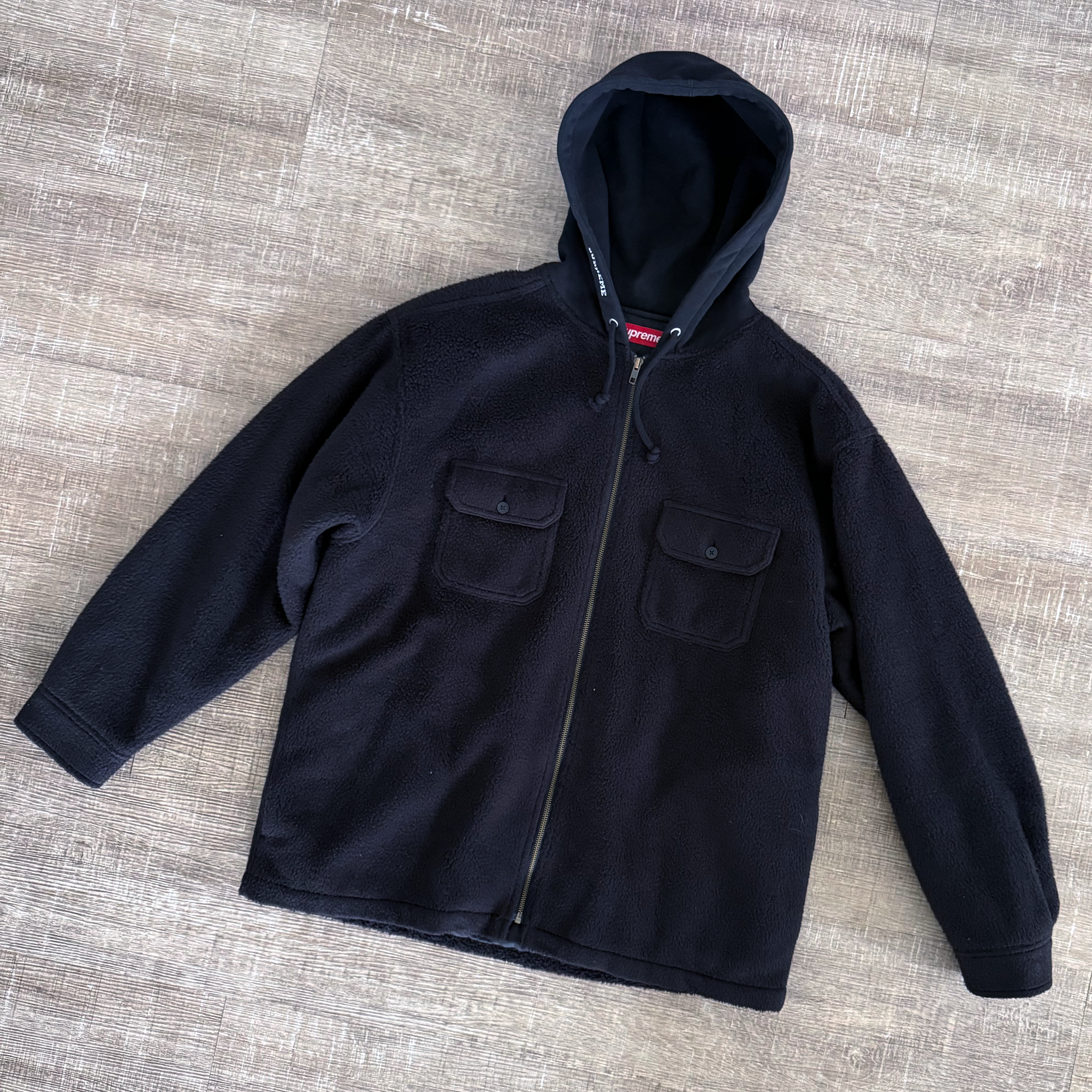 Supreme FW23 Fleece Zip Up Hooded Shirt (XL)