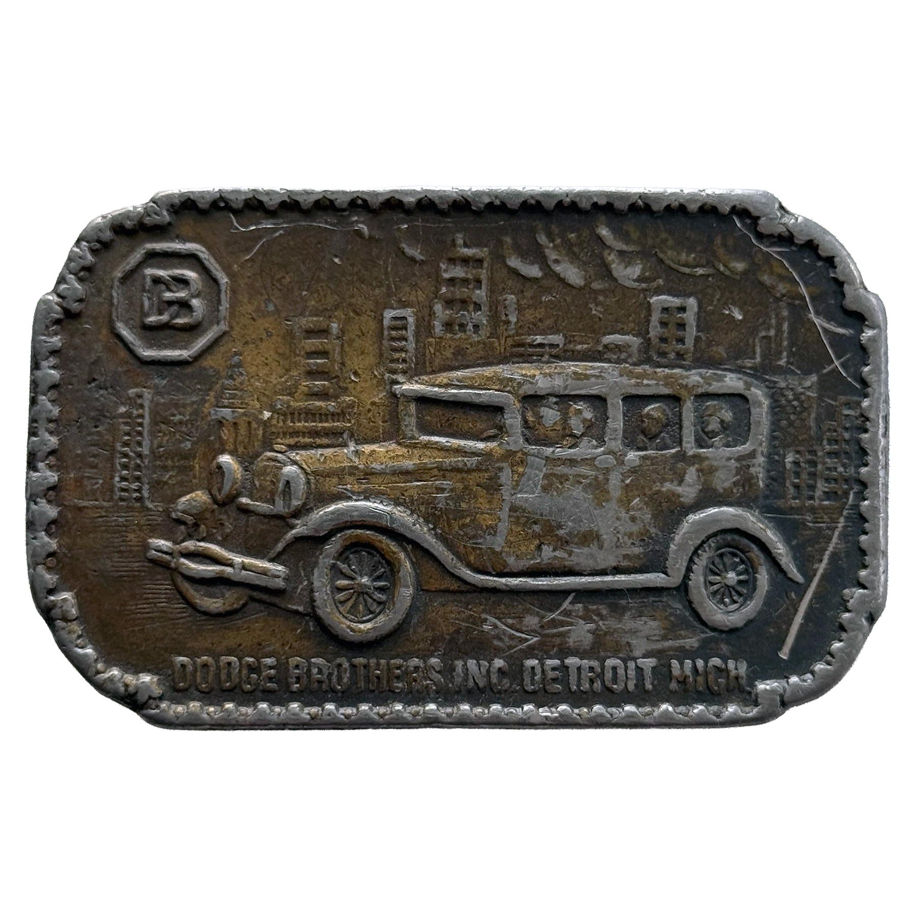 Vintage 1970s Dodge Brothers Antique Brass Belt Buckle
