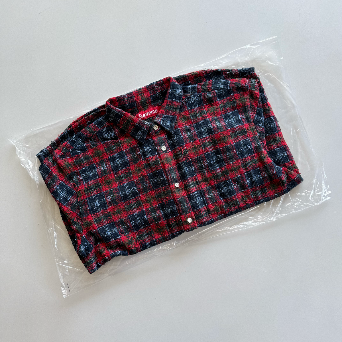 Supreme FW26 Frayed Textured Plaid Shirt