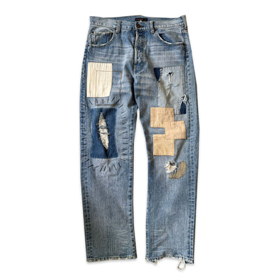 Vintage Exhibitionist Japan Distressed Patchwork Denim
