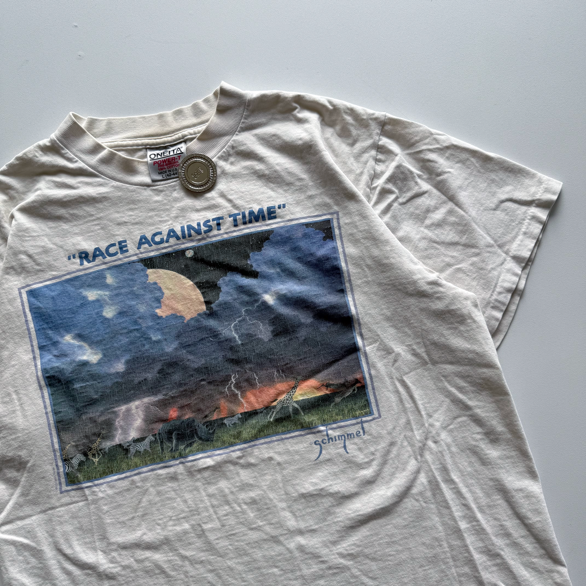 Vintage 1993 "Race Against Time" Earth Day Climate Change Tee