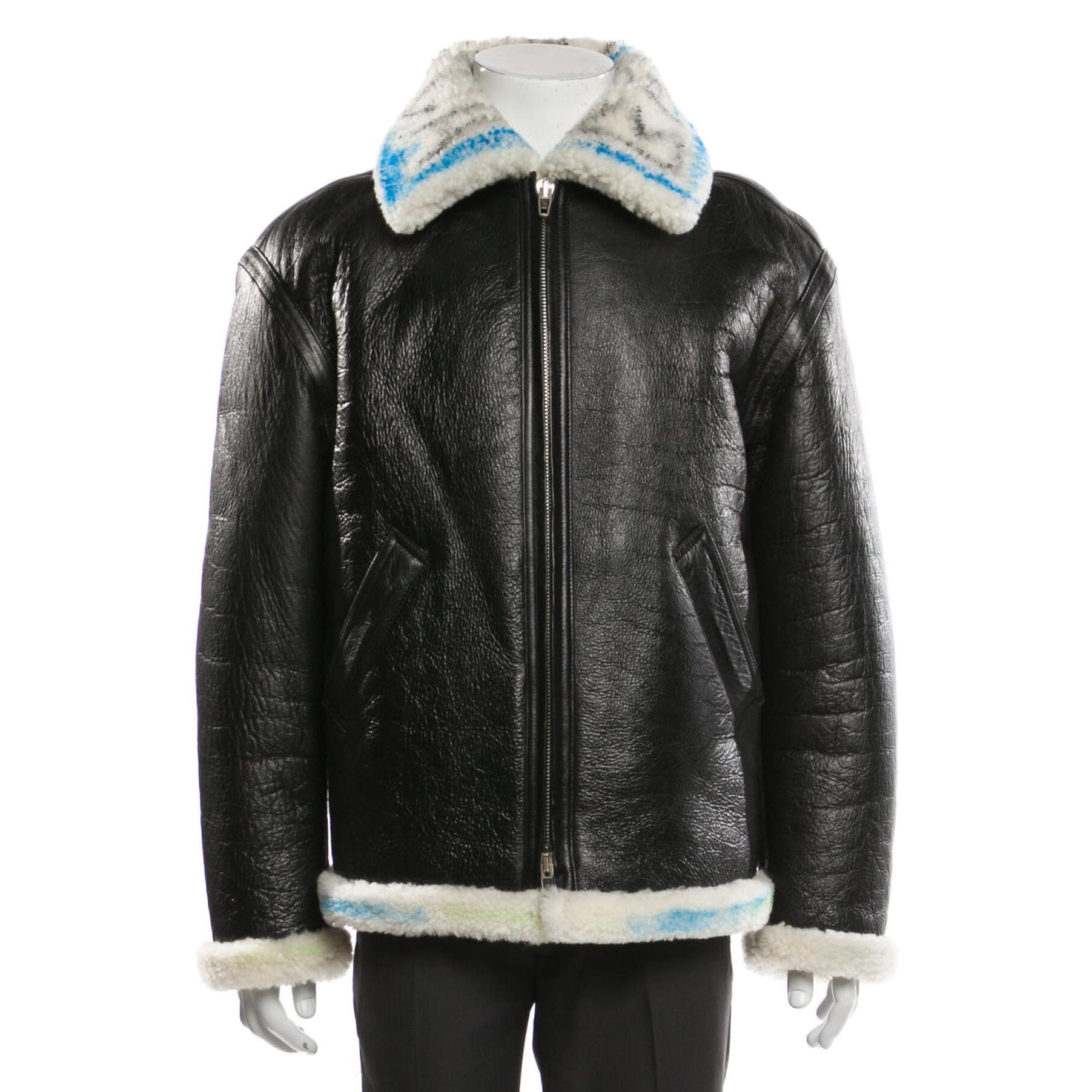 Balenciaga $6000 Graffiti Painted Shearling Leather Jacket