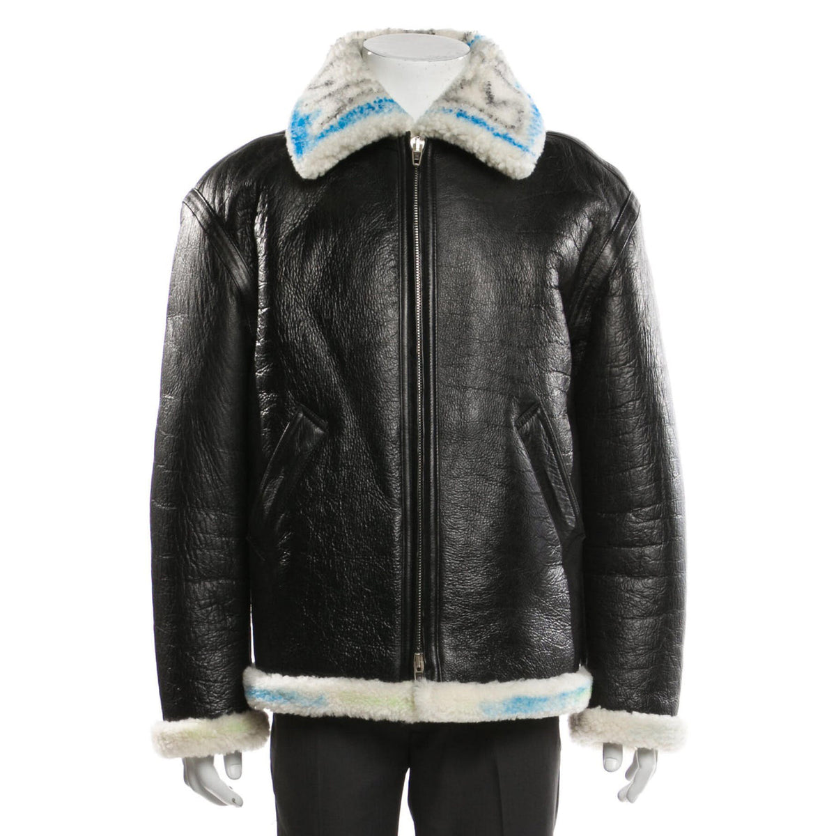 Balenciaga $6000 Graffiti Painted Shearling Leather Jacket