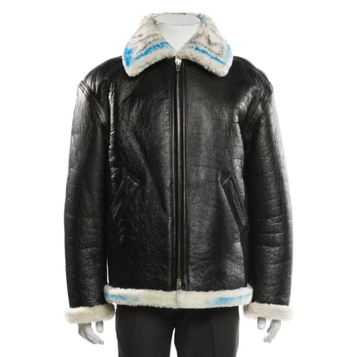 Balenciaga $6000 Graffiti Painted Shearling Leather Jacket