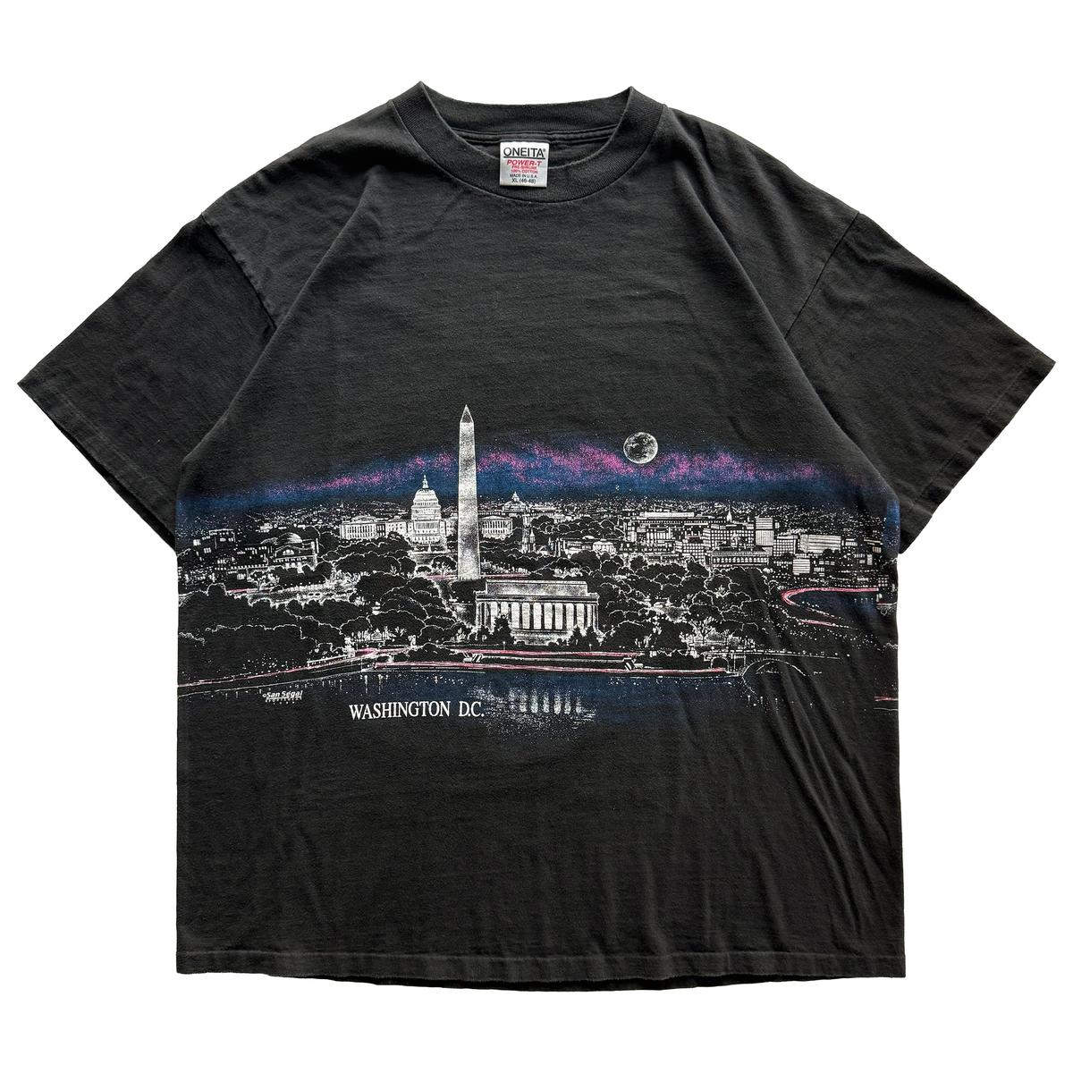 Vintage 1989 Washington DC Night Skyline USA America AOP Tee