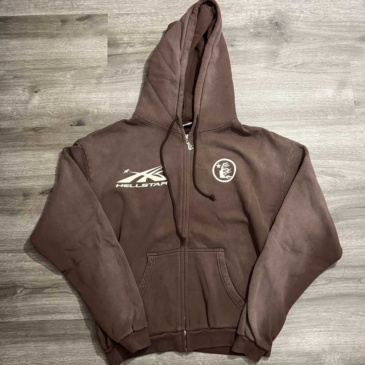 Hellstar SS24 Logo Zip Up Sweatshirt (Blue, Brown, Grey)