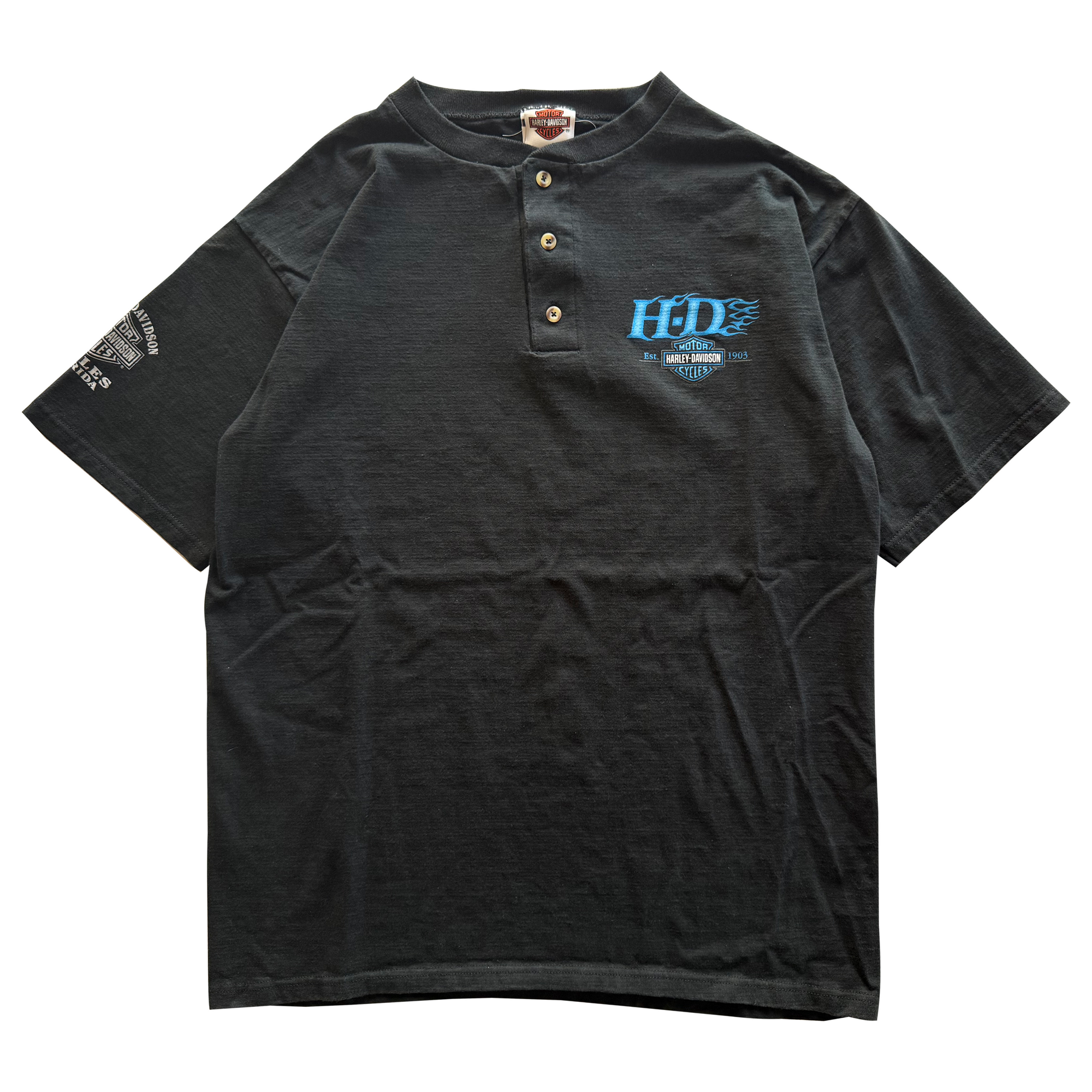 Vintage 2000s Y2K Blue Flame HD Emblem Shirt