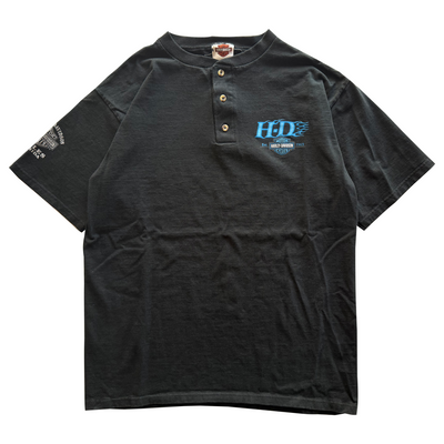 Vintage 2000s Y2K Blue Flame HD Emblem Shirt