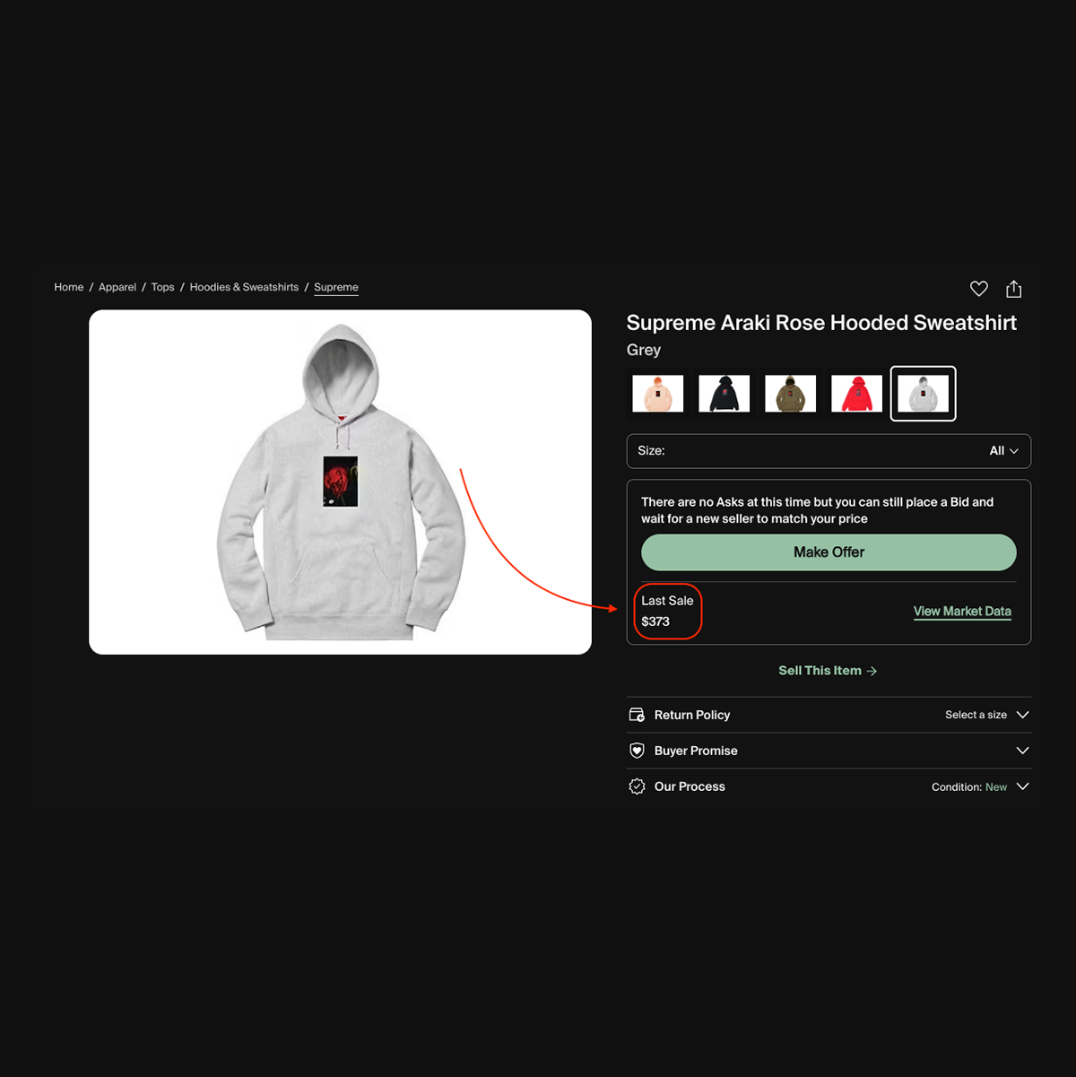 Supreme FW16 Araki Rose Hoodie