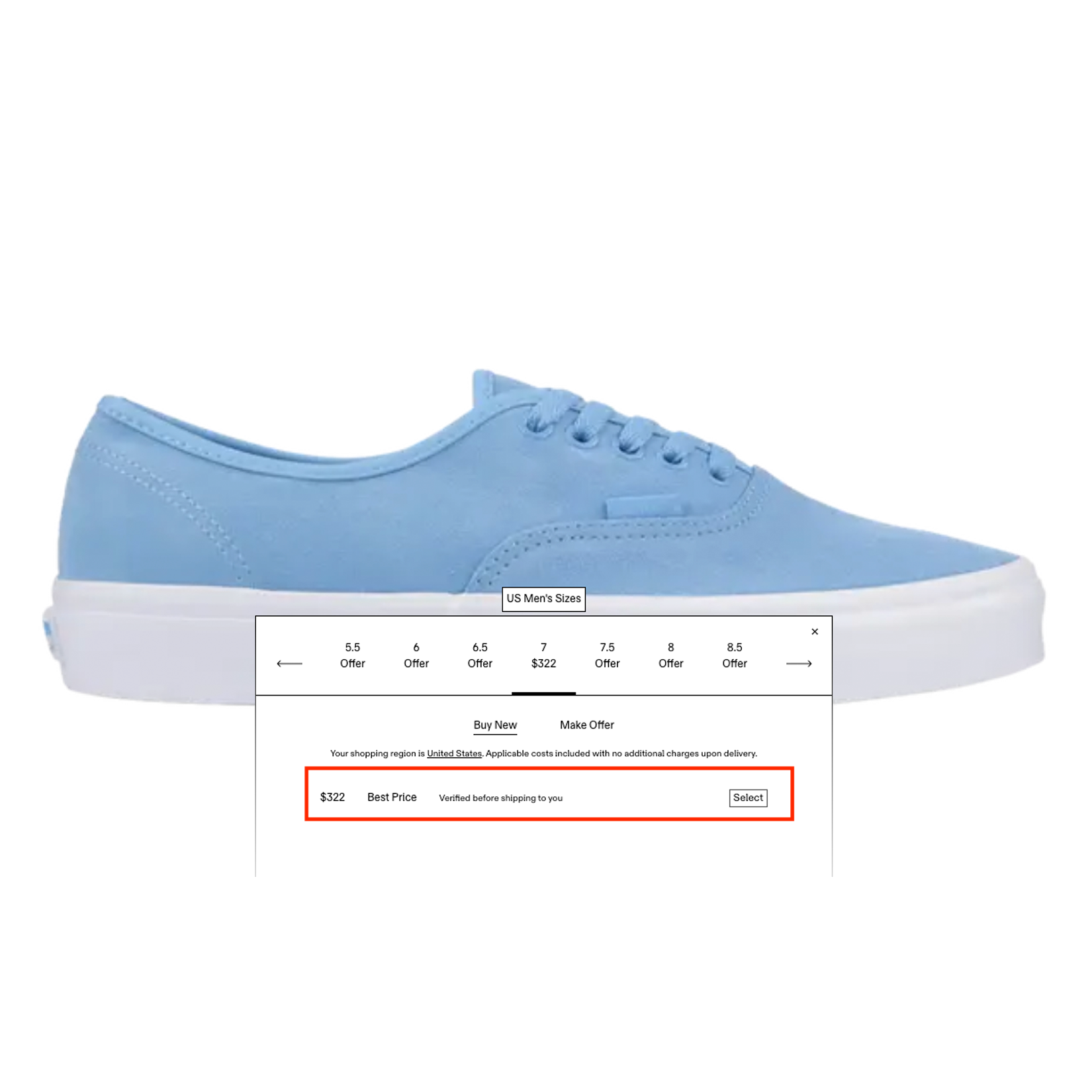 Vans 2018 'Alaskan Blue' Authentic (Size 7)