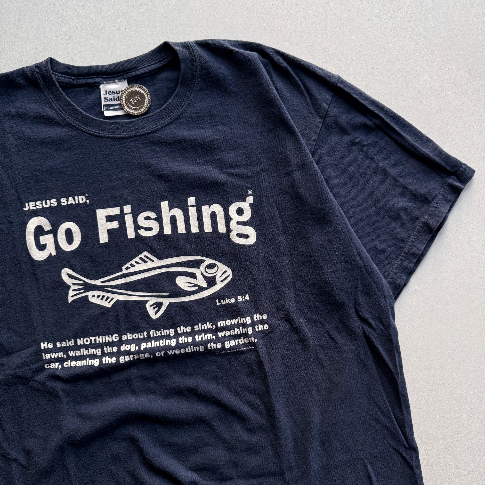 Vintage 1995 Jesus Said Go Fishing Dadcore Tee