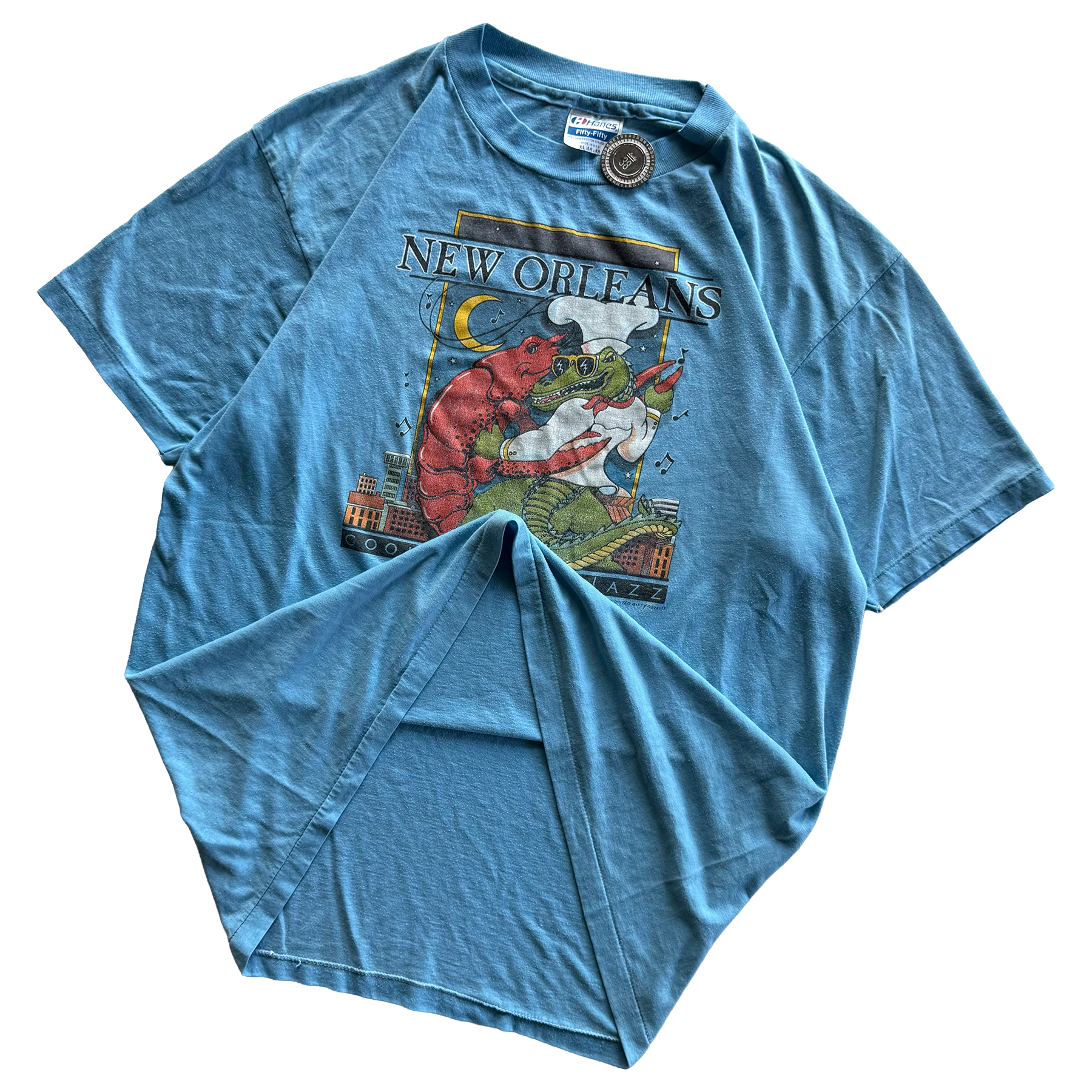 Vintage 1985 New Orleans Cooking with Jazz Souvenir Tee