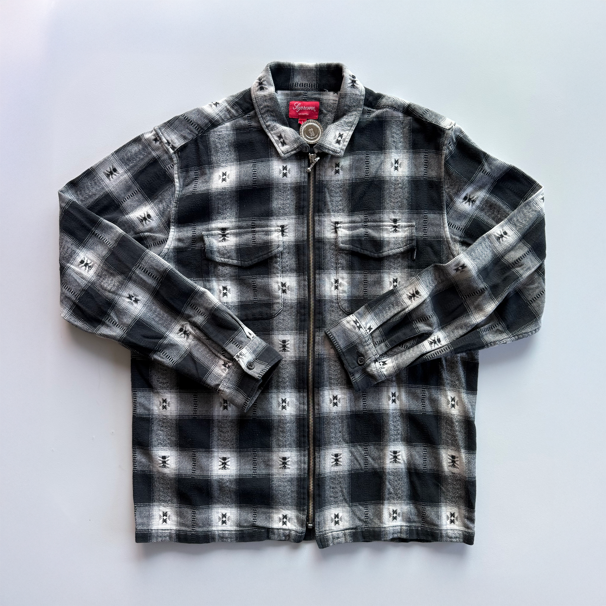 Supreme FW17 Plaid Flannel Zip Up Shirt