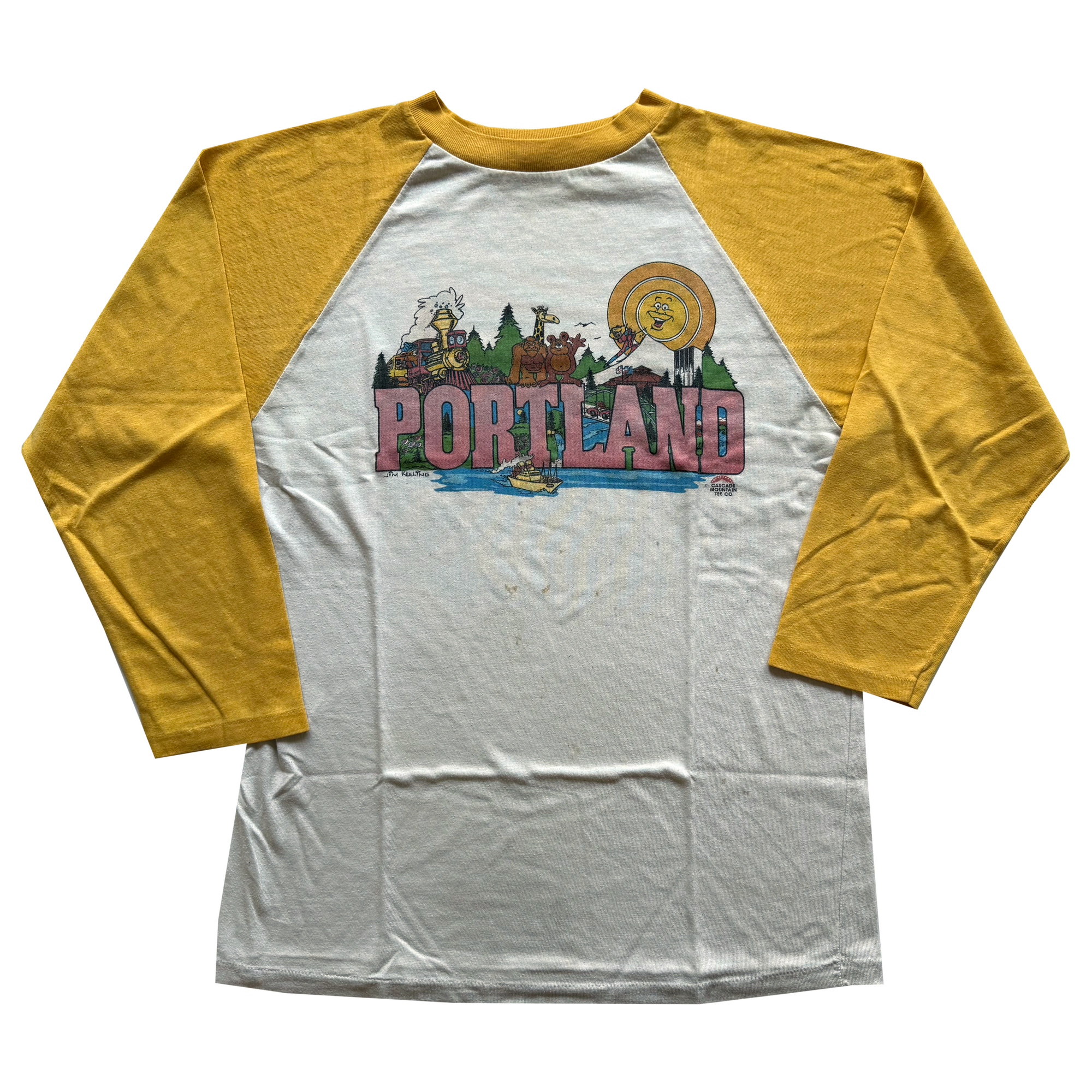 Vintage 1980s Portland Oregon Cascade Mountain Tee Co Raglan Tee