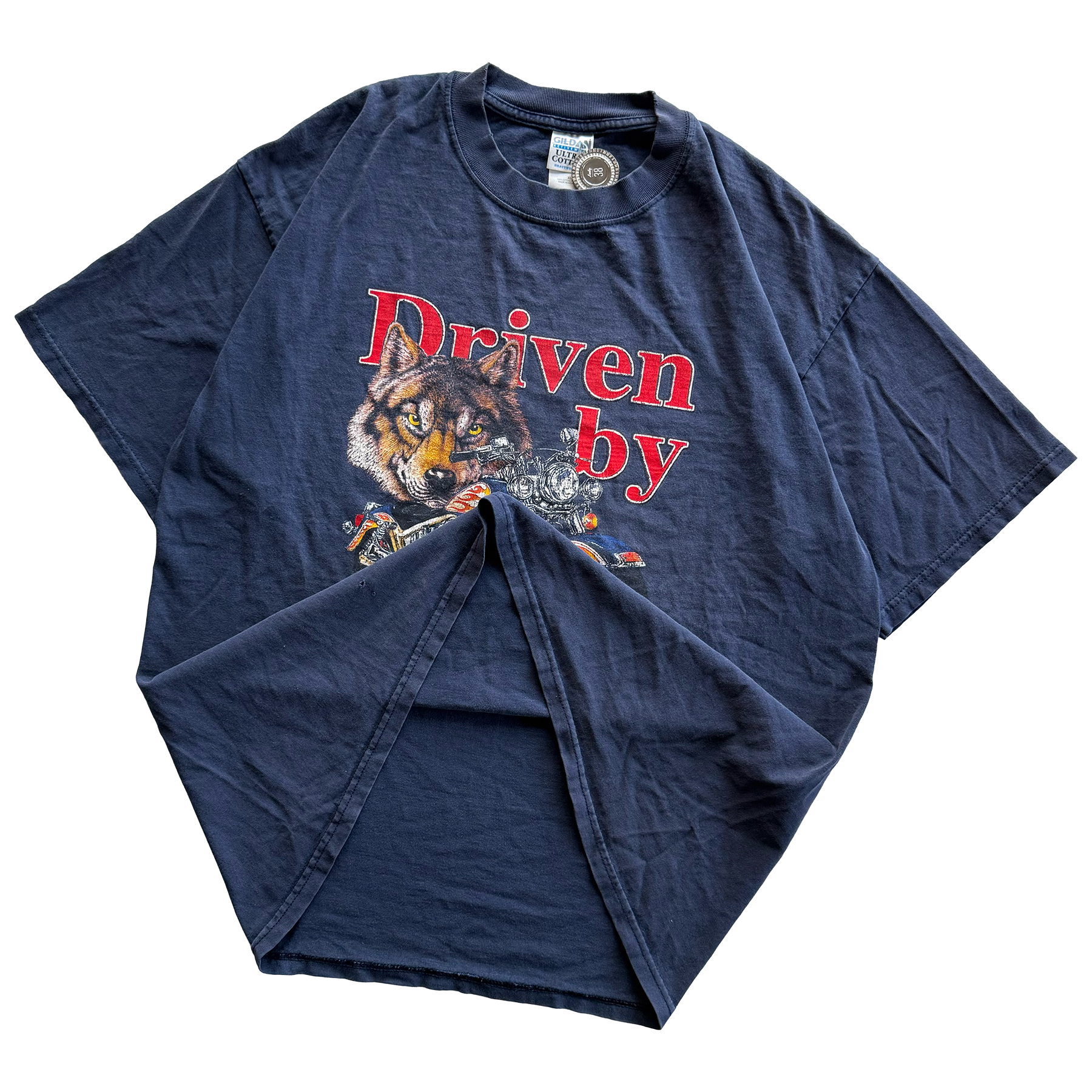 Vintage 1999 Driven By Instinct Motorcycle Wolf Biker Tee