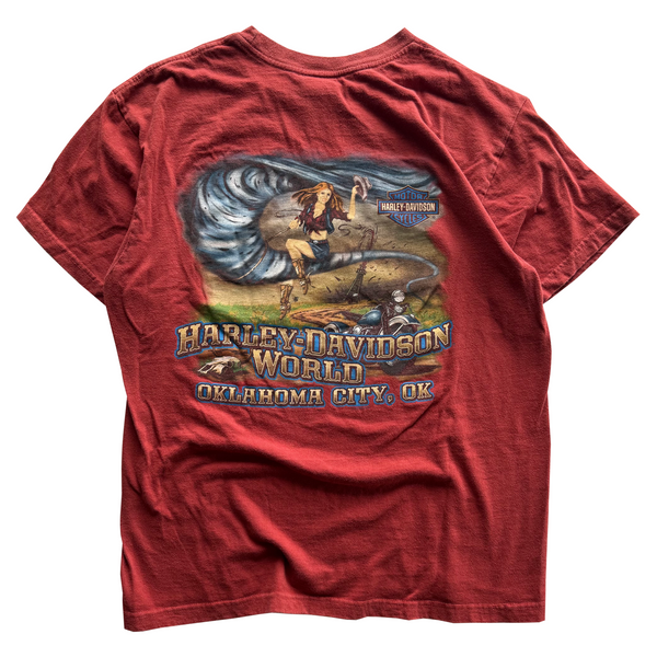Vintage 2000s Harley Davidson OKC Tornado Cowgirl Tee