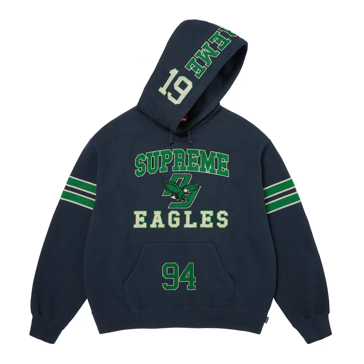 Supreme FW26 Rhinestone Eagles Hooded Sweatshirt