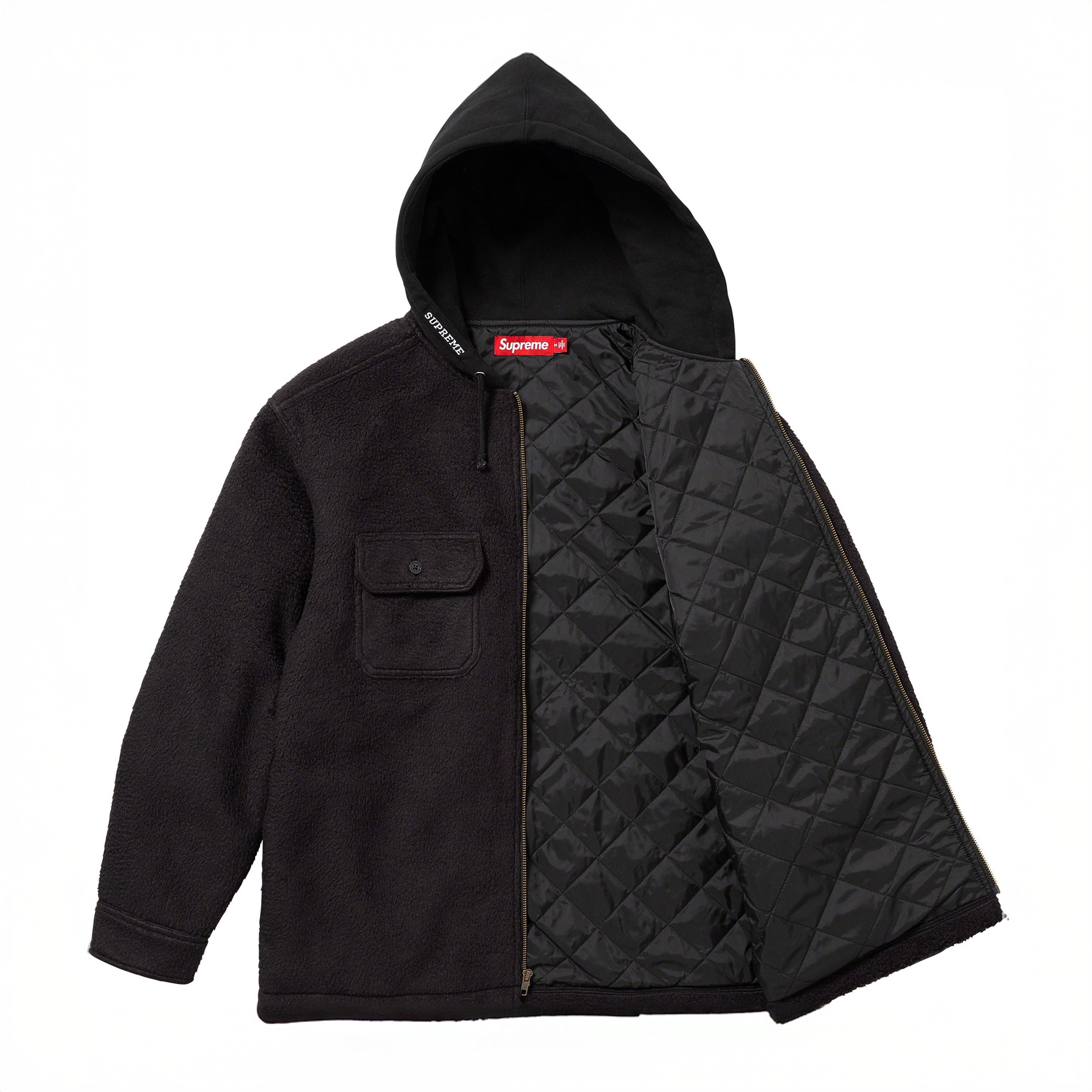 Supreme FW23 Fleece Zip Up Hooded Shirt (XL)