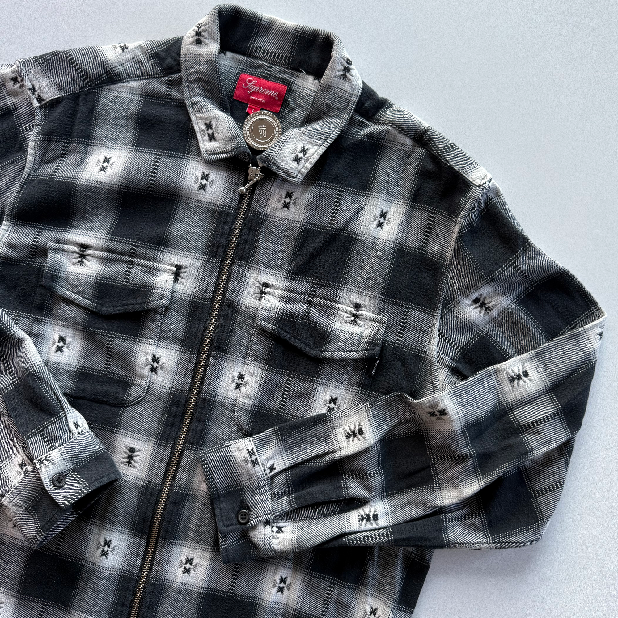 Supreme FW17 Plaid Flannel Zip Up Shirt