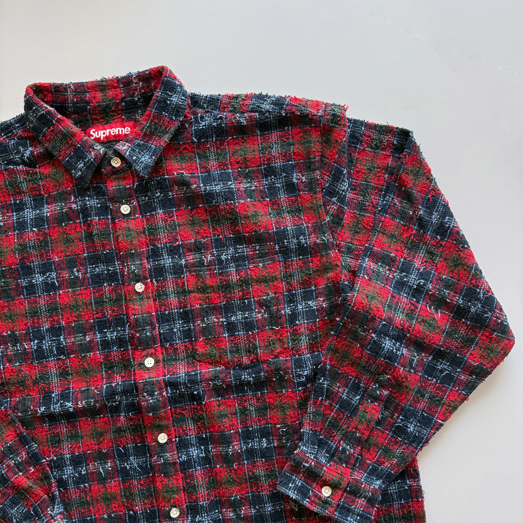 Supreme FW26 Frayed Textured Plaid Shirt