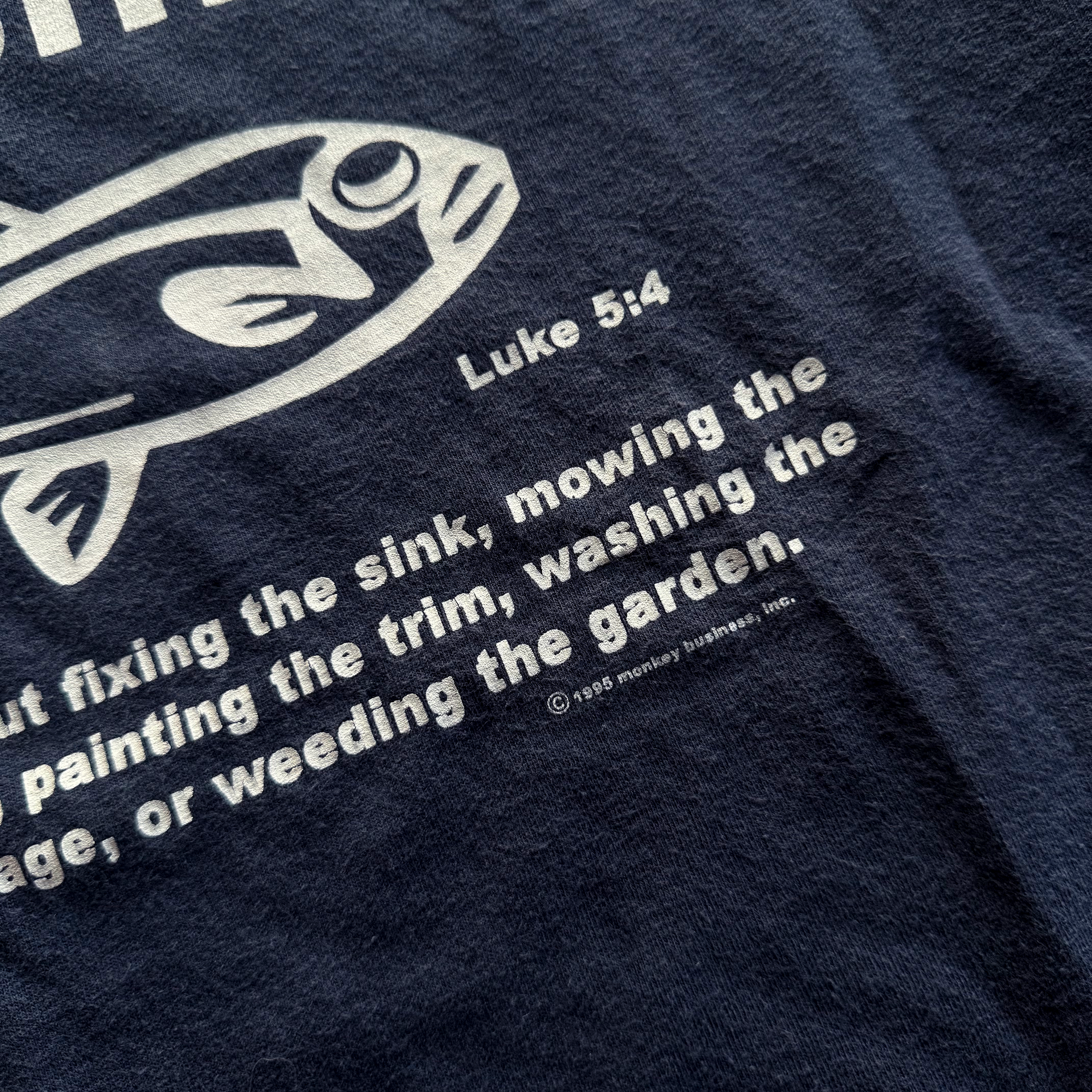 Vintage 1995 Jesus Said Go Fishing Dadcore Tee