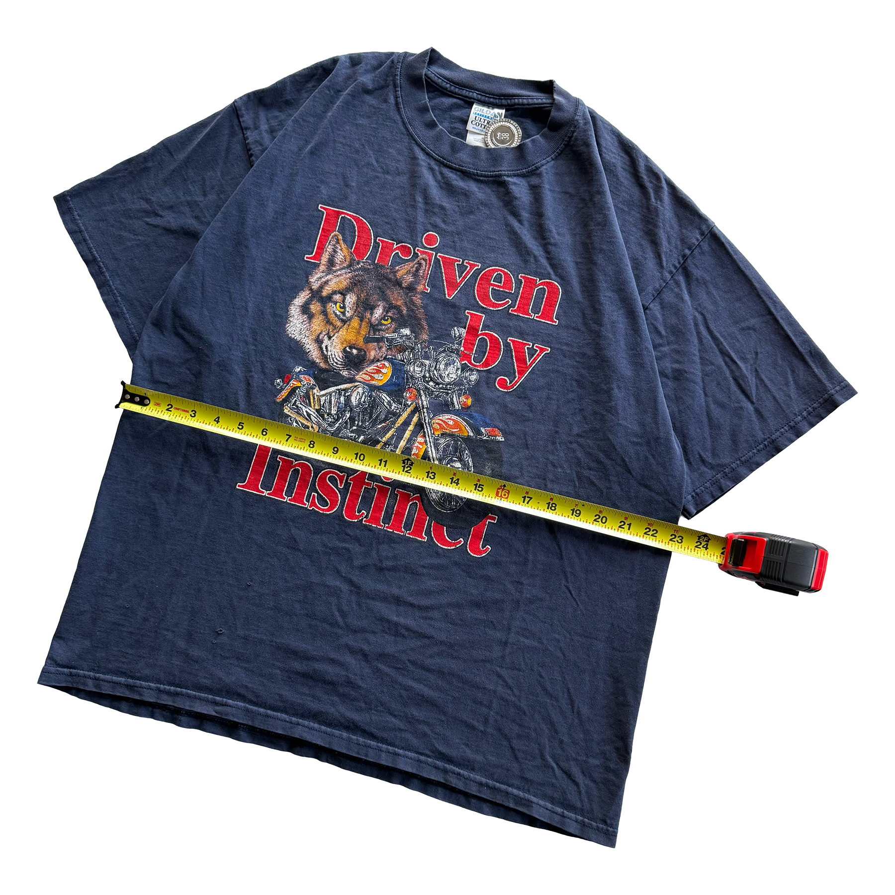 Vintage 1999 Driven By Instinct Motorcycle Wolf Biker Tee