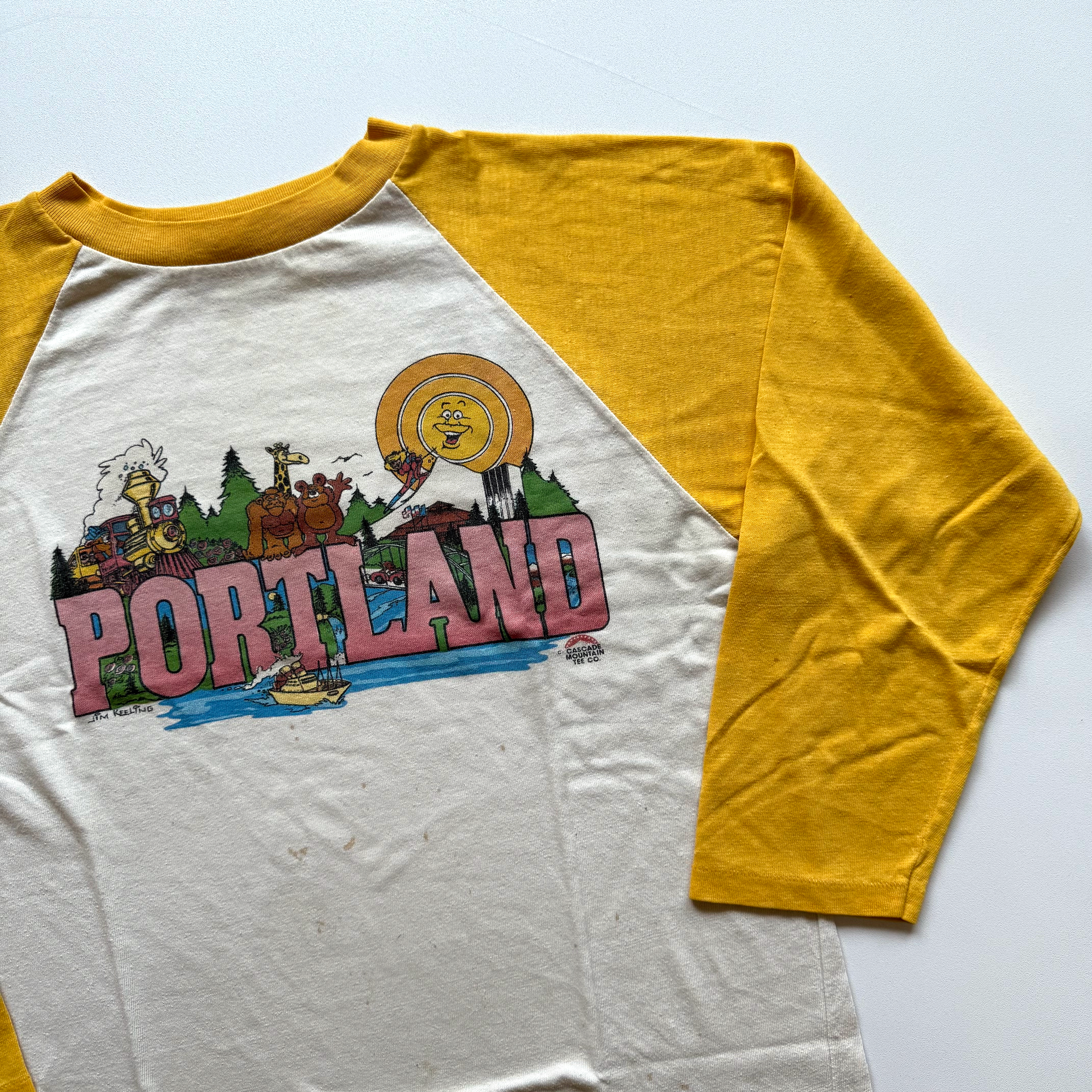 Vintage 1980s Portland Oregon Cascade Mountain Tee Co Raglan Tee